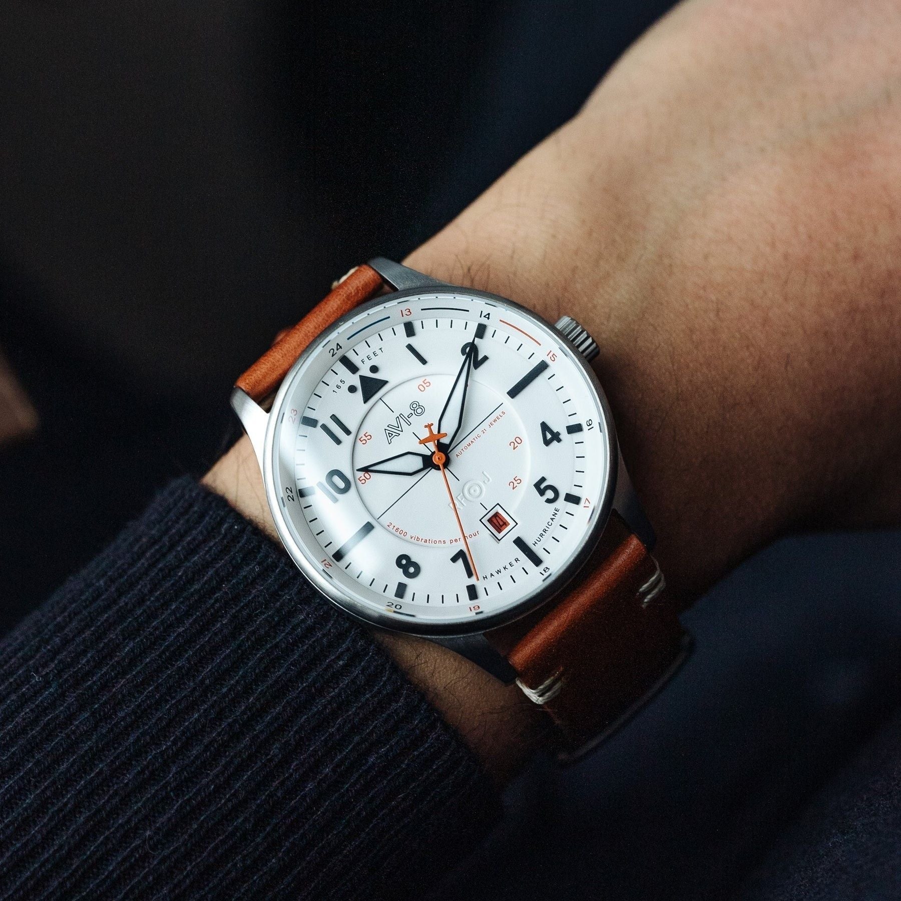 AVI - 8 Hawker Hurricane Kent Newton White Dial Automatic AV - 4094 - 01 Men's Watch - Prestige Stones