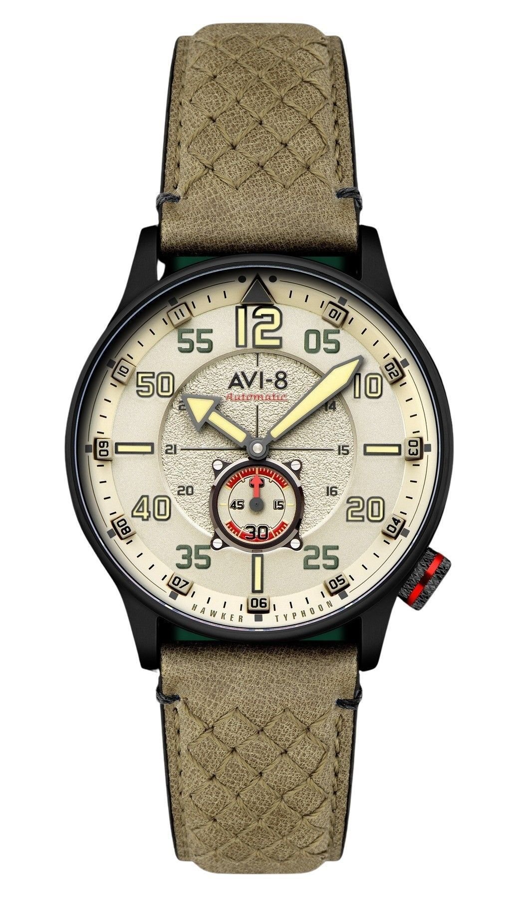 AVI - 8 Hawker Typhoon Baldwin Automatic Leather Strap Dark Khaki Dial AV - 4119 - 04 Men's Watch - Prestige Stones