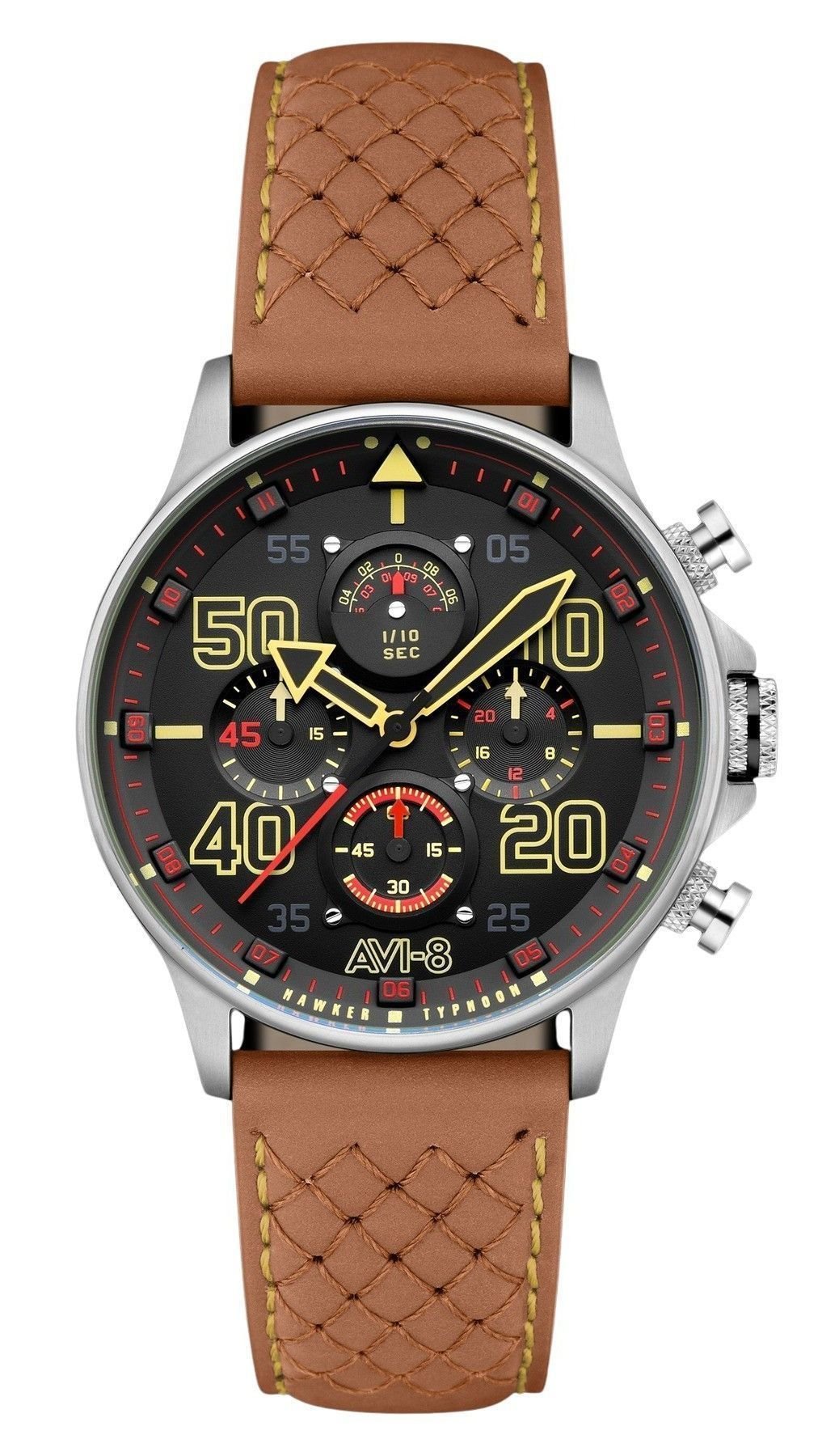 AVI - 8 Hawker Typhoon Coningham Chronograph Baldwin Leather Strap Black Dial Quartz AV - 4093 - 0B Men's Watch - Prestige Stones