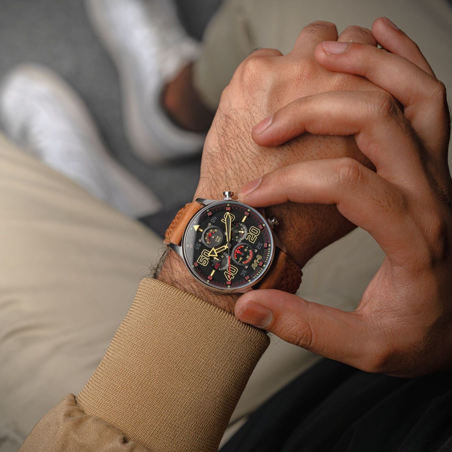 AVI - 8 Hawker Typhoon Coningham Chronograph Baldwin Leather Strap Black Dial Quartz AV - 4093 - 0B Men's Watch - Prestige Stones