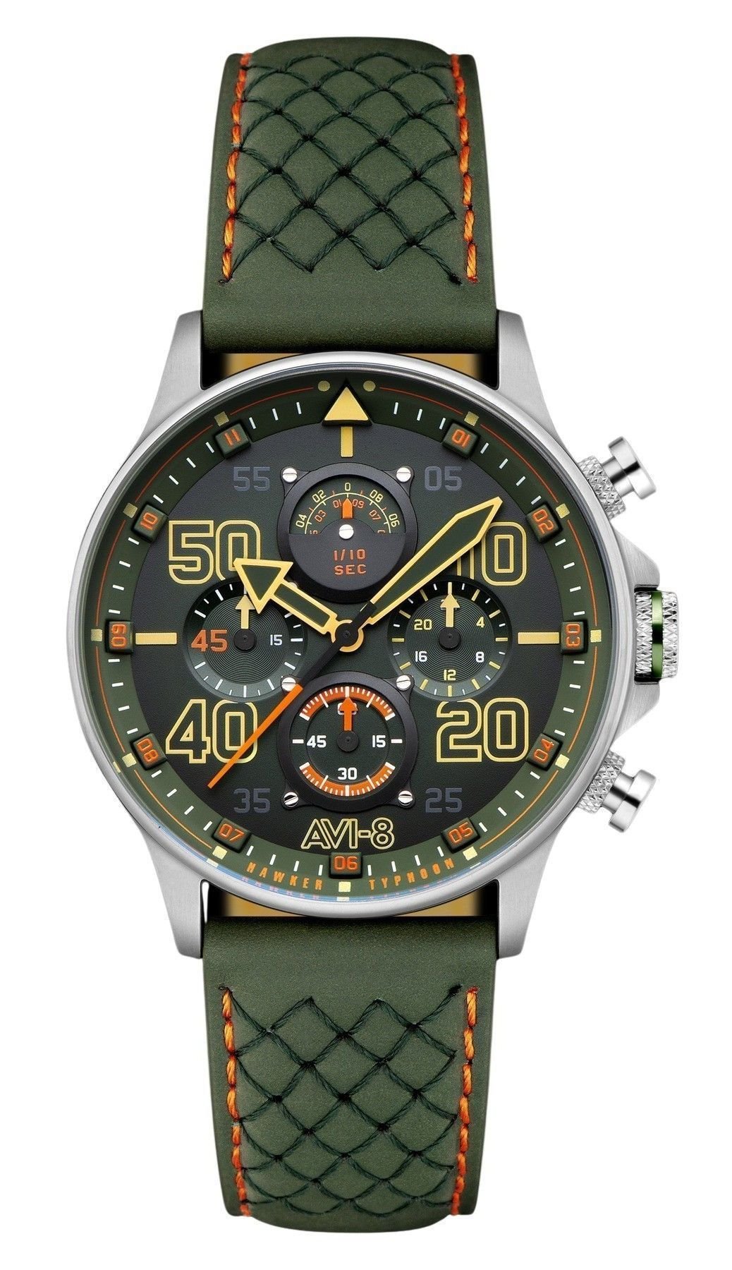 AVI - 8 Hawker Typhoon Coningham Chronograph Harding Leather Strap Green Dial Quartz AV - 4093 - 0D Men's Watch - Prestige Stones