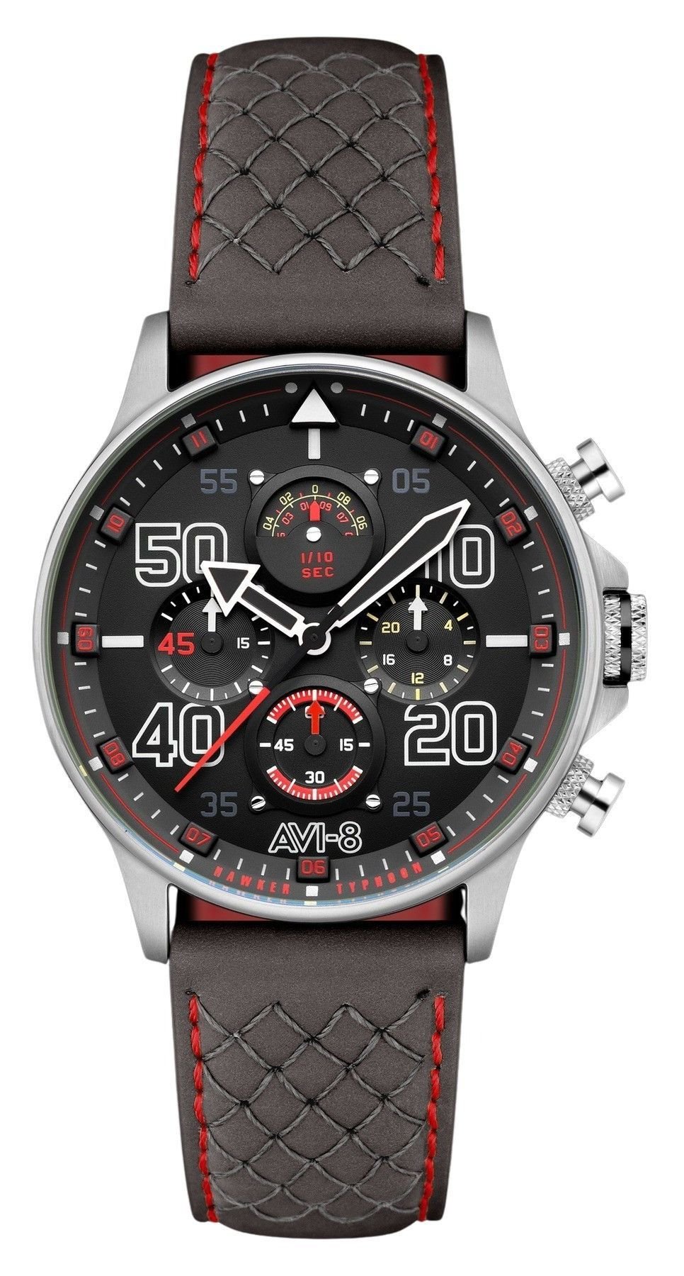 AVI - 8 Hawker Typhoon Coningham Chronograph Leather Strap Black Dial Quartz AV - 4093 - 0A Men's Watch - Prestige Stones