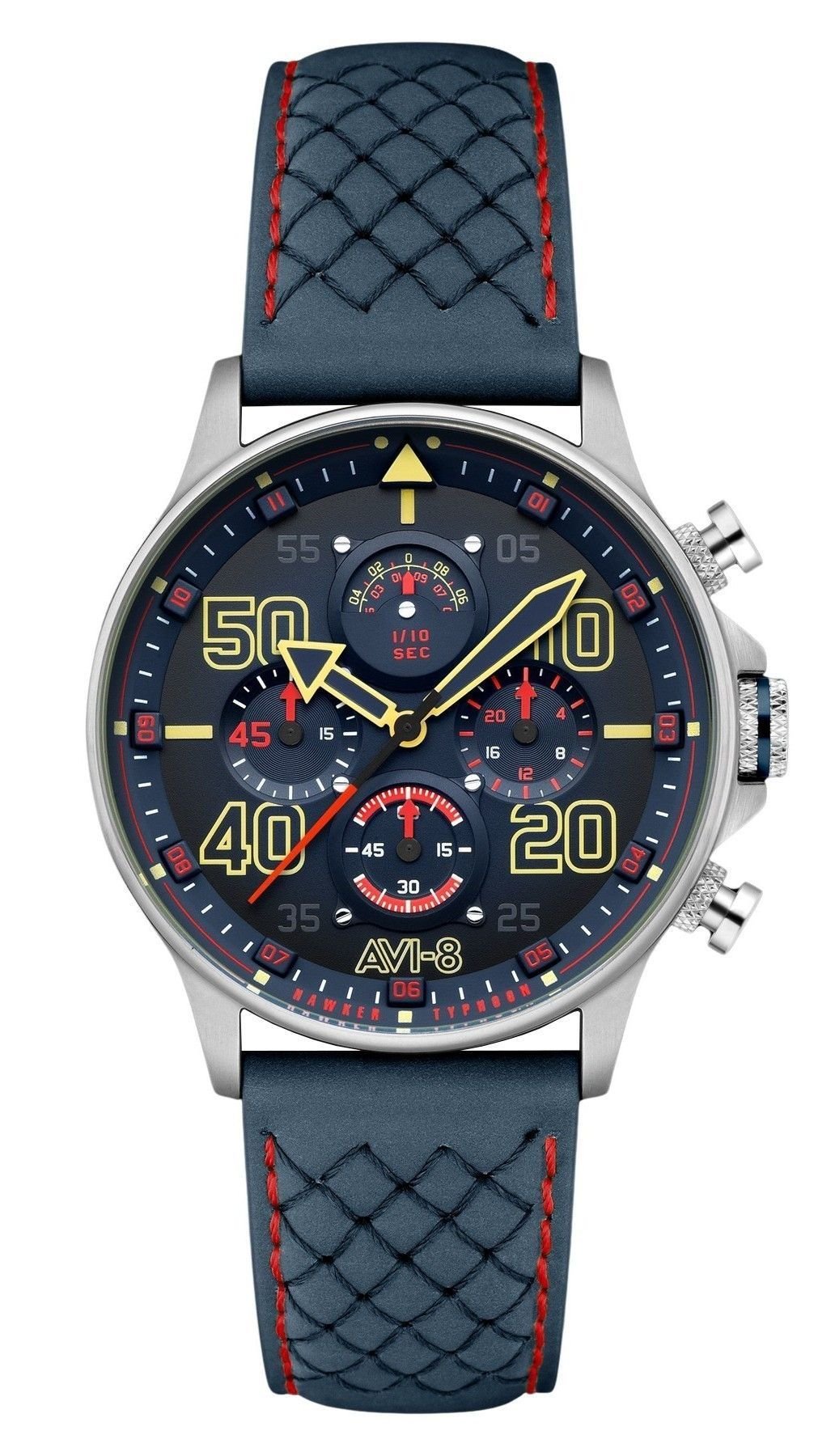 AVI - 8 Hawker Typhoon Coningham Chronograph Rumbold Leather Strap Blue Dial Quartz AV - 4093 - 0C Men's Watch - Prestige Stones