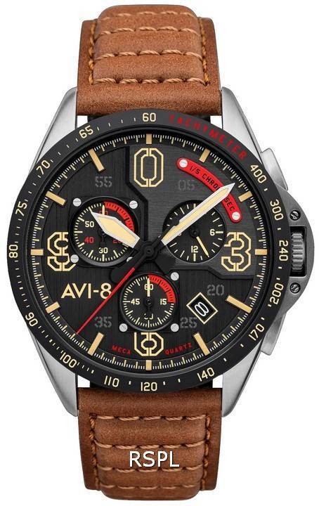 AVI - 8 P - 51 Mustang Blakeslee Chronograph Bronze Oak Quartz AV - 4077 - 02 Men's Watch - Prestige Stones