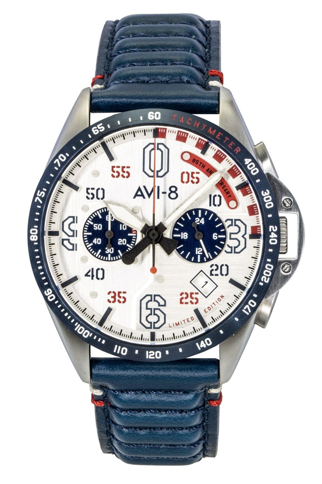 AVI - 8 P - 51 Mustang Kindelberger Chronograph 85th Anniversary Limited Edition Silver Dial Quartz AV - 4143 - 01 Men's Watch - Prestige Stones