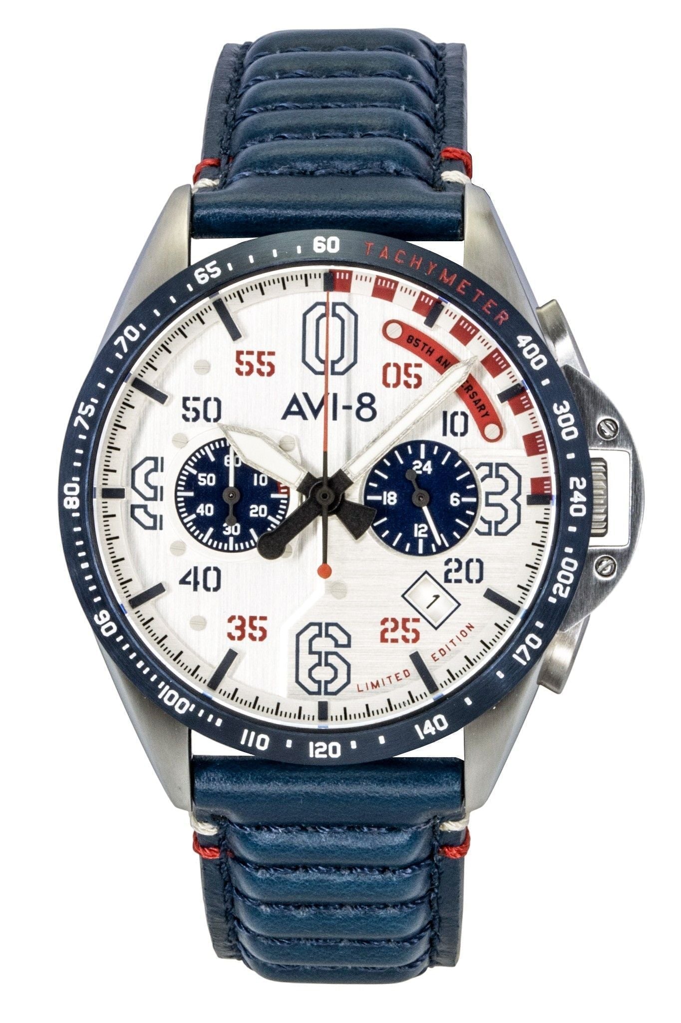 AVI - 8 P - 51 Mustang Kindelberger Chronograph 85th Anniversary Limited Edition Silver Dial Quartz AV - 4143 - 01 Men's Watch - Prestige Stones
