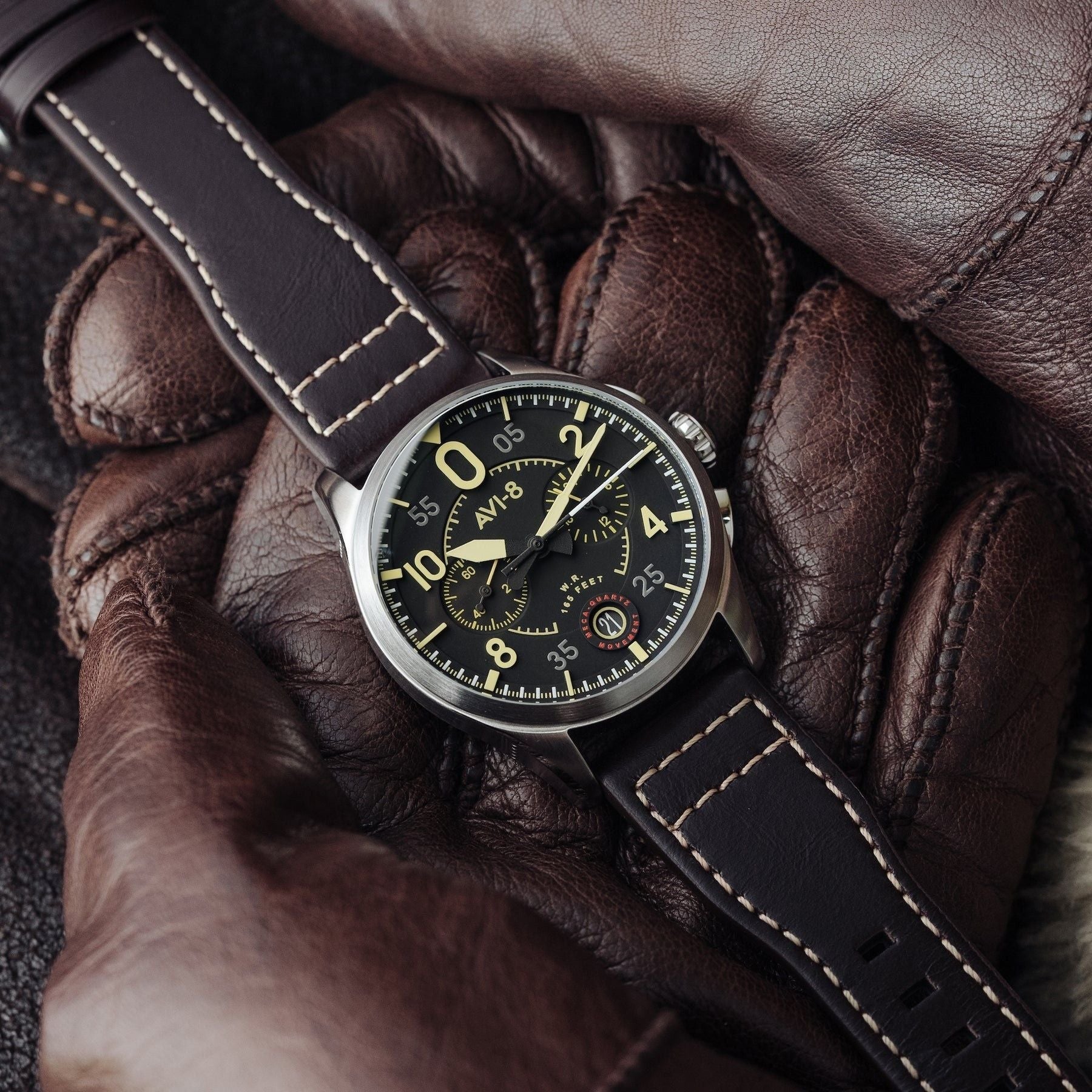 AVI - 8 Spitfire Lock Midnight Oak Chronograph Quartz AV - 4089 - 01 Men's Watch - Prestige Stones