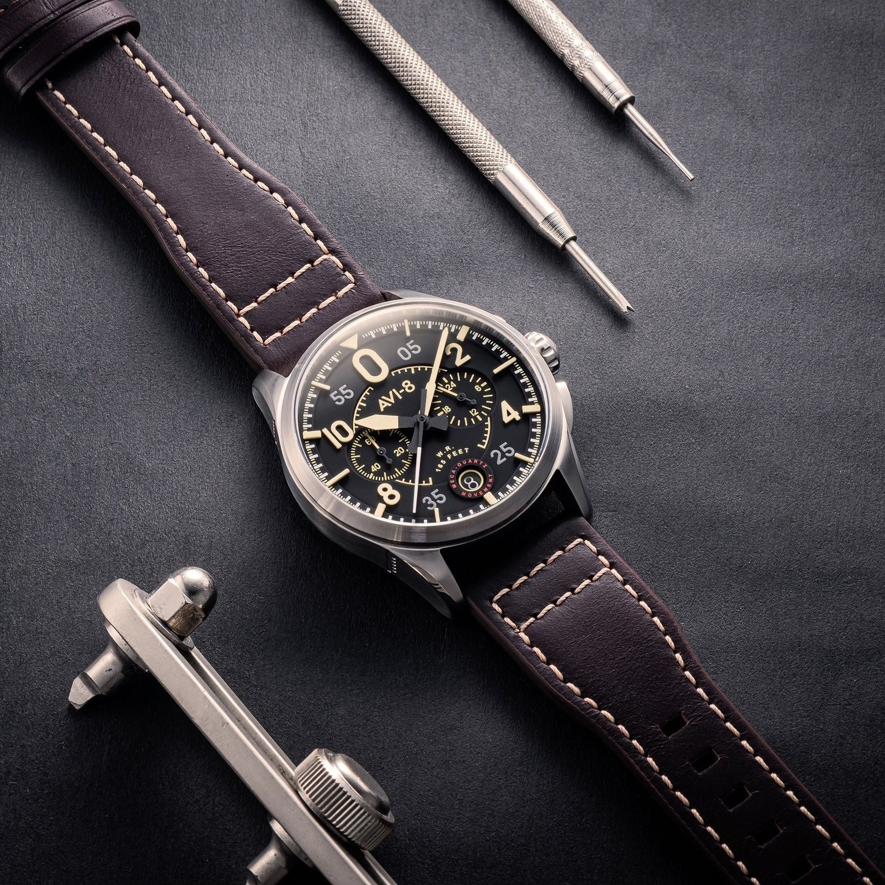 AVI - 8 Spitfire Lock Midnight Oak Chronograph Quartz AV - 4089 - 01 Men's Watch - Prestige Stones