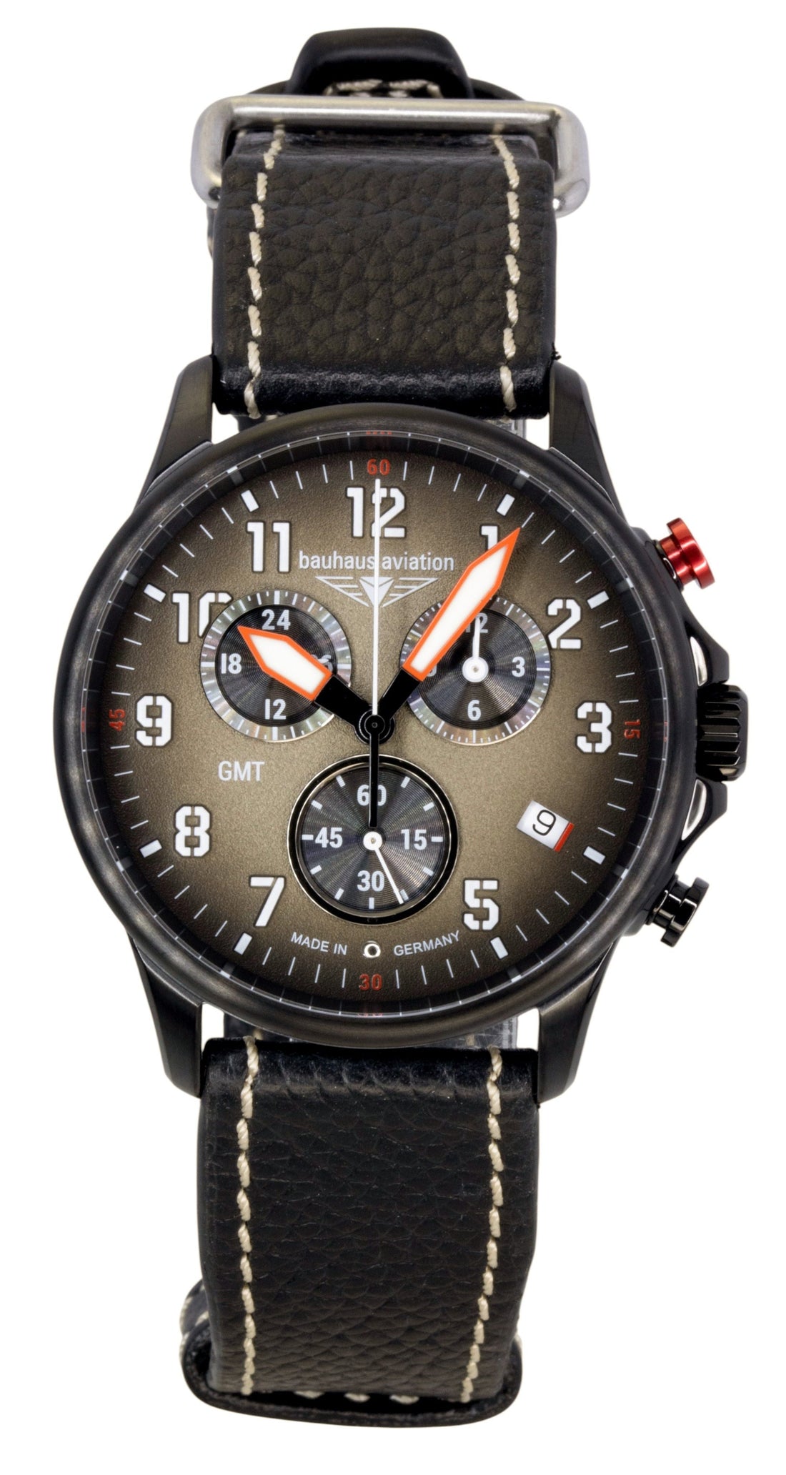 Bauhaus Aviation Chronograph Leather Strap Brown Dial Quartz 28861 100M Men's Watch - Prestige Stones