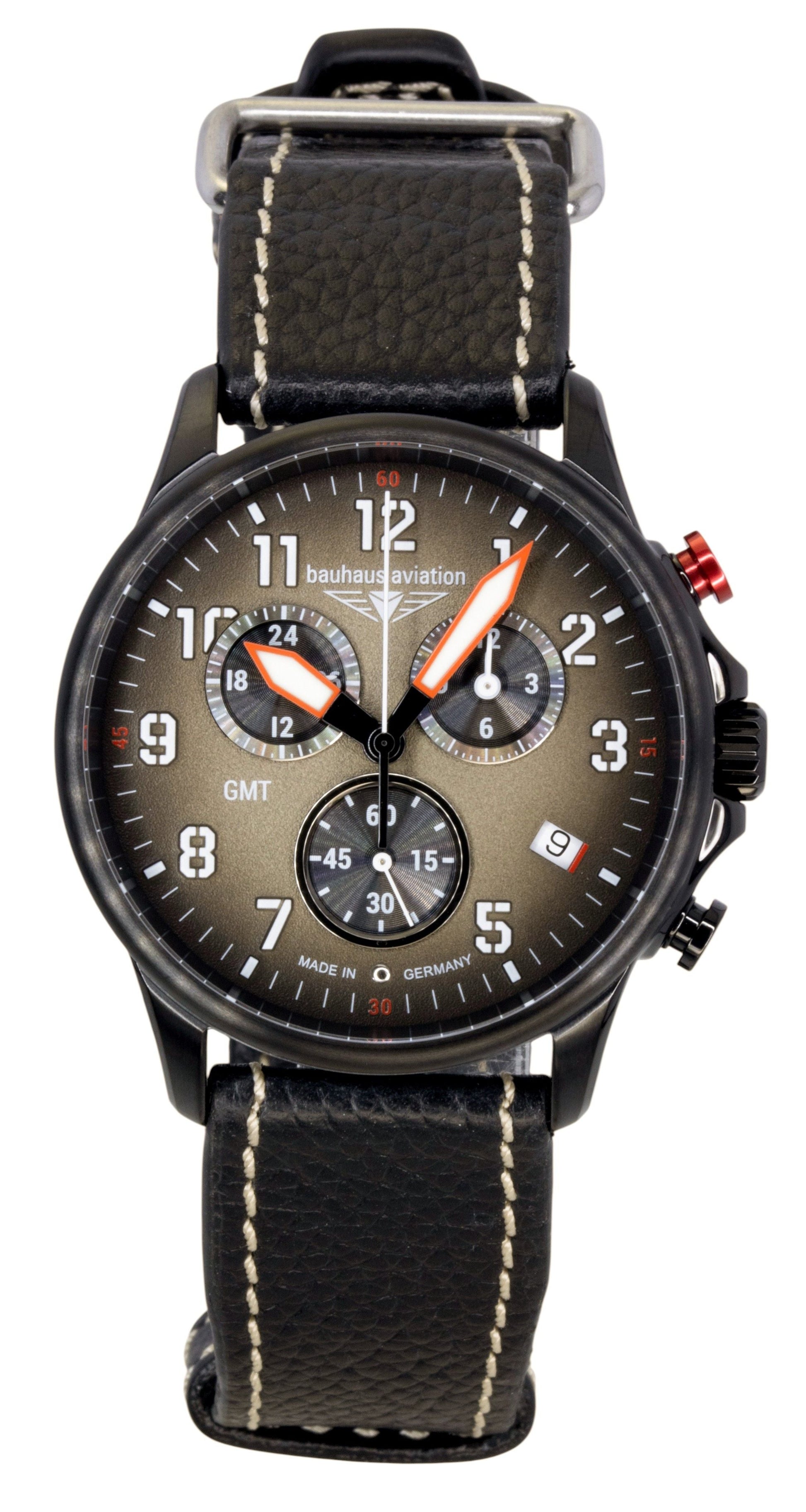 Bauhaus Aviation Chronograph Leather Strap Brown Dial Quartz 28861 100M Men's Watch - Prestige Stones