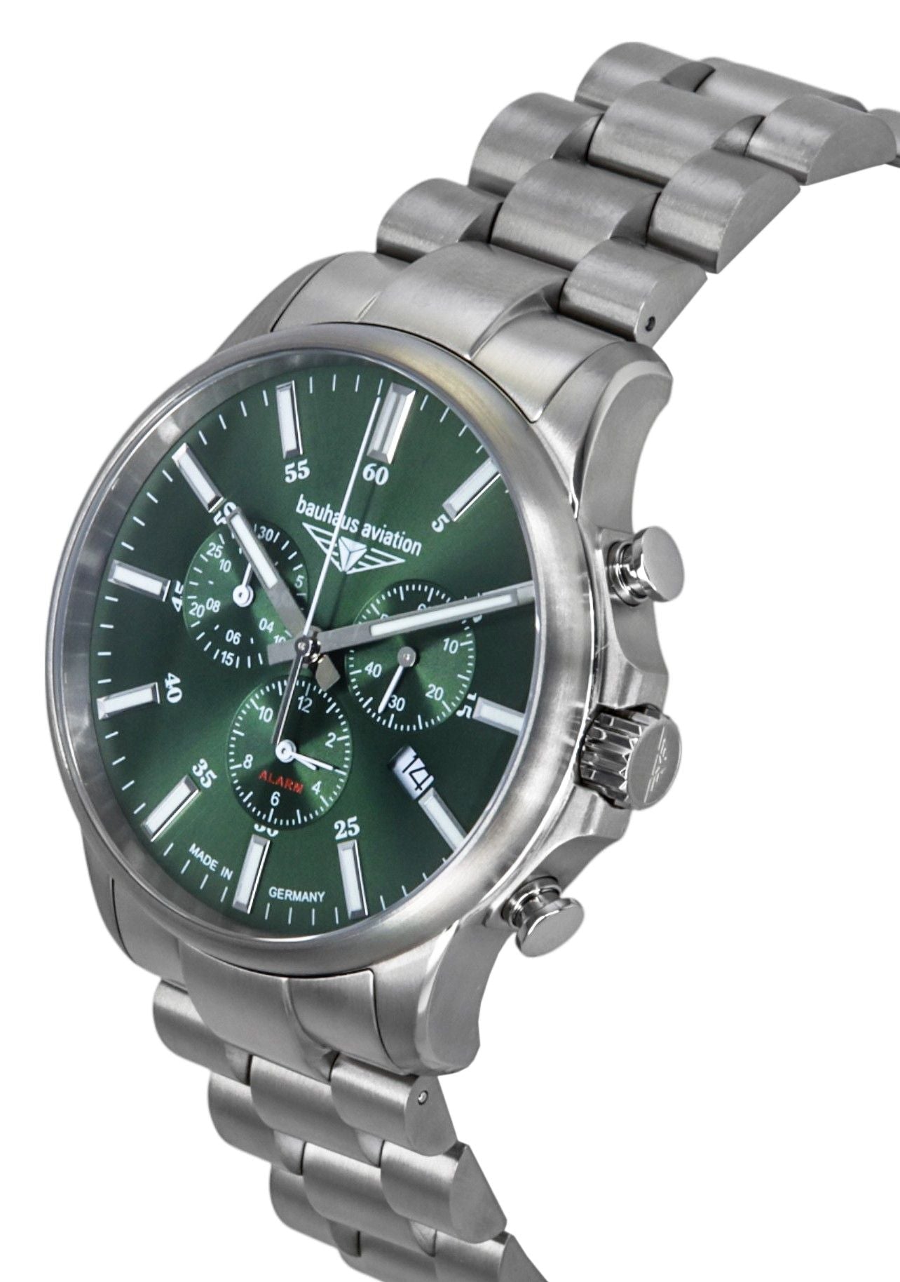 Bauhaus Aviation Chronograph Titanium Green Dial Quartz 2880M4 100M Men's Watch - Prestige Stones