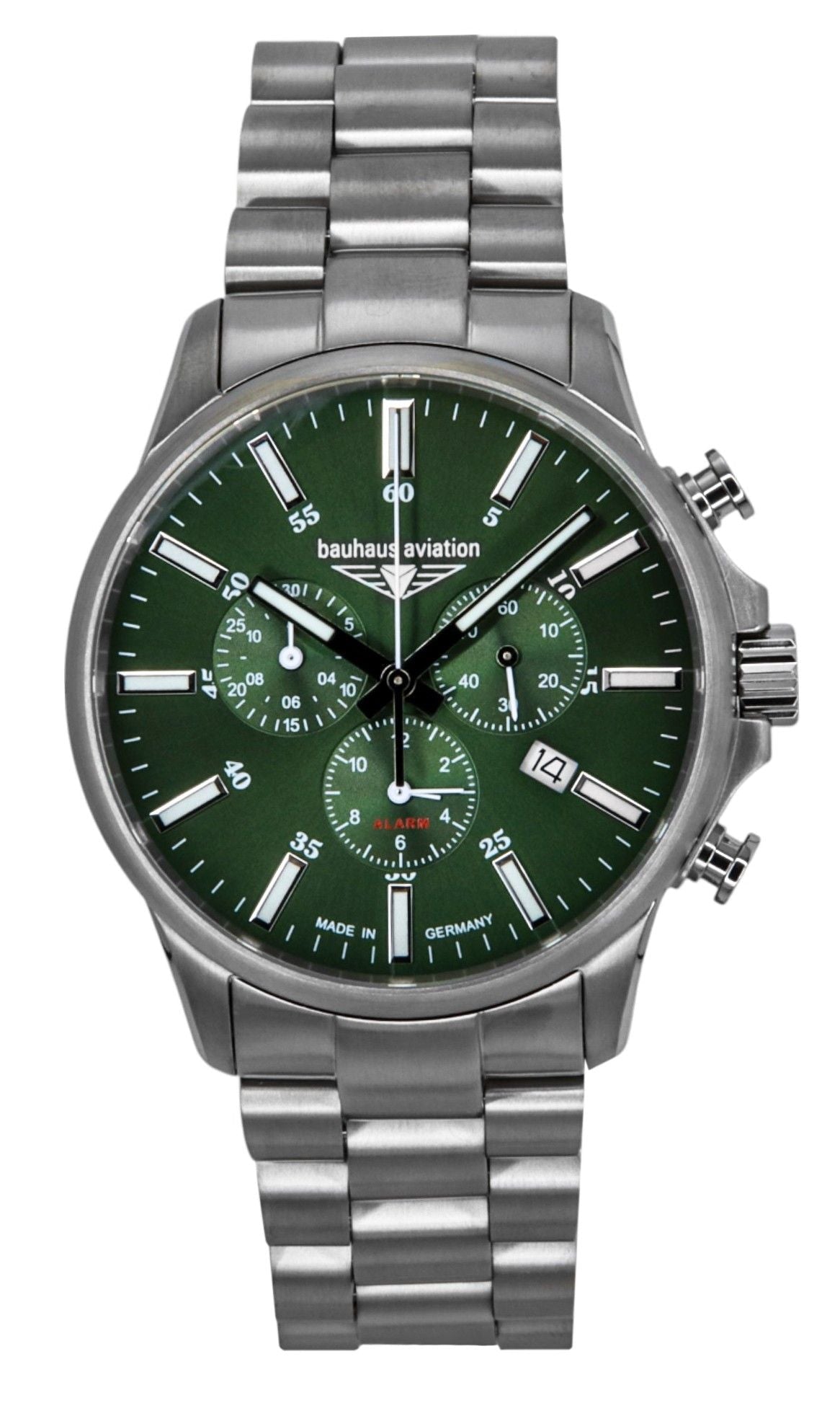 Bauhaus Aviation Chronograph Titanium Green Dial Quartz 2880M4 100M Men's Watch - Prestige Stones