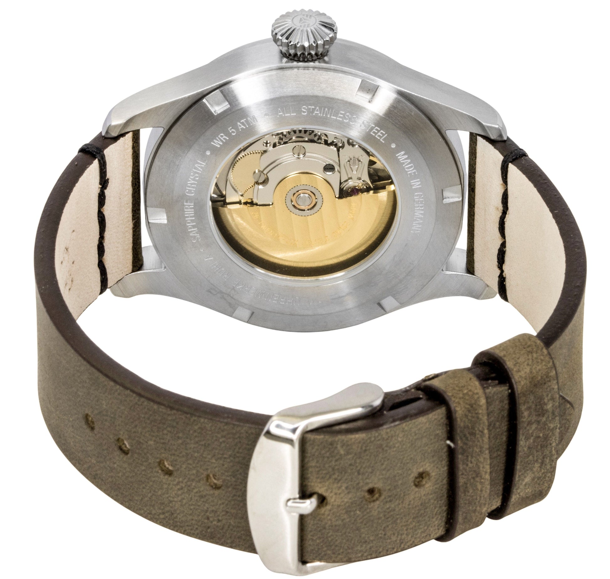 Bauhaus Aviation Leather Strap Beige Dial Automatic 27565 Men's Watch - Prestige Stones