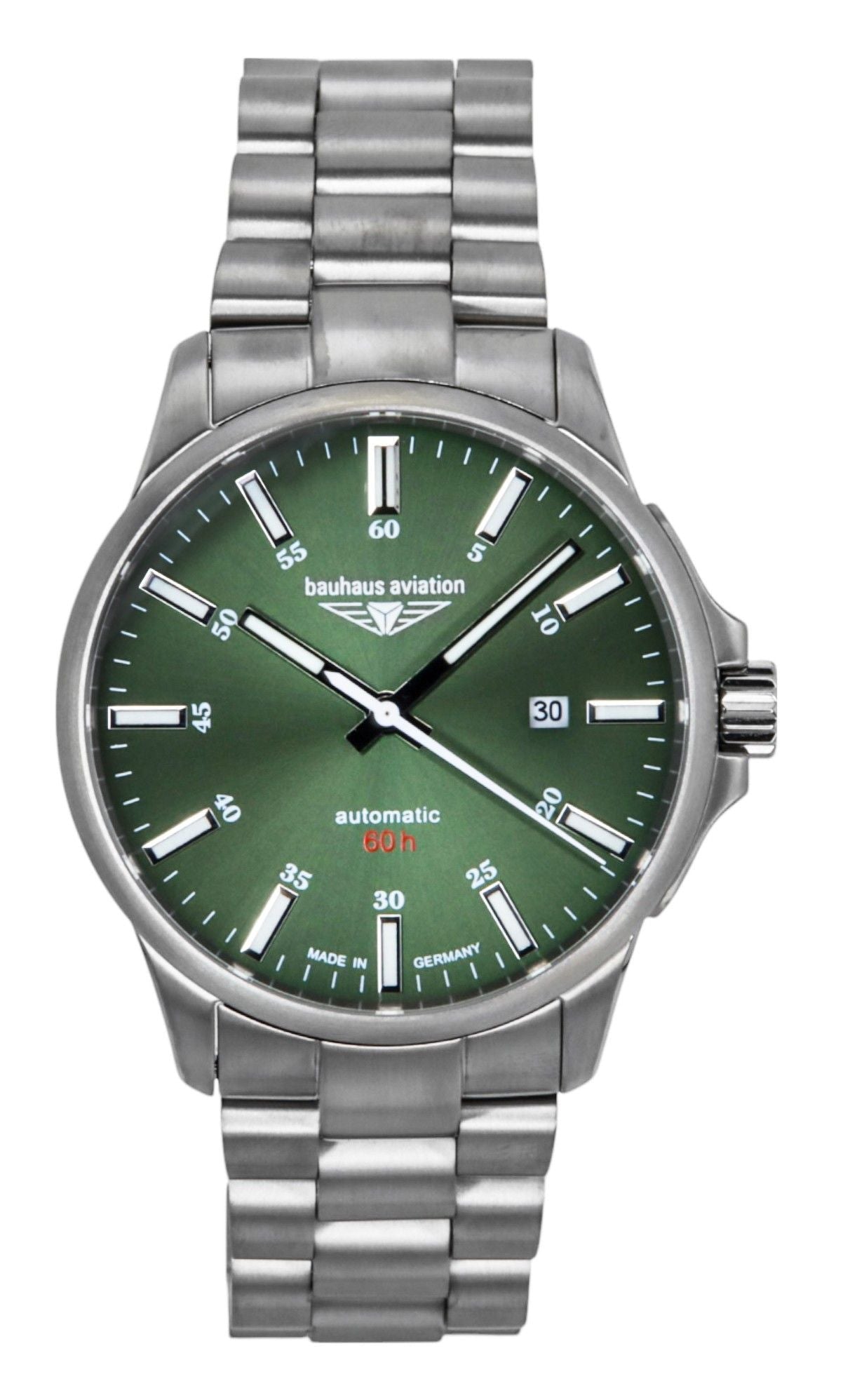 Bauhaus Aviation Titanium Dark Green Dial Automatic 2864M4 100M Men's Watch - Prestige Stones