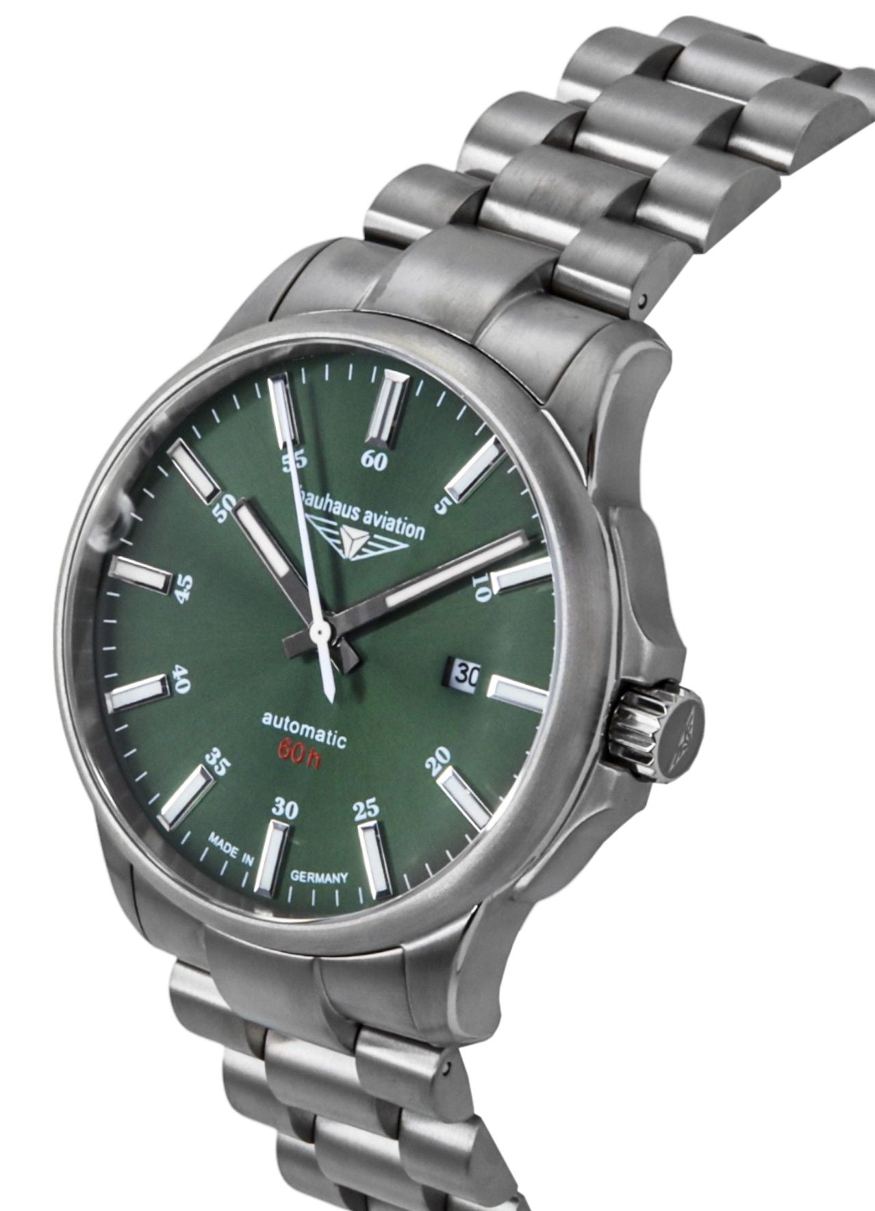 Bauhaus Aviation Titanium Dark Green Dial Automatic 2864M4 100M Men's Watch - Prestige Stones