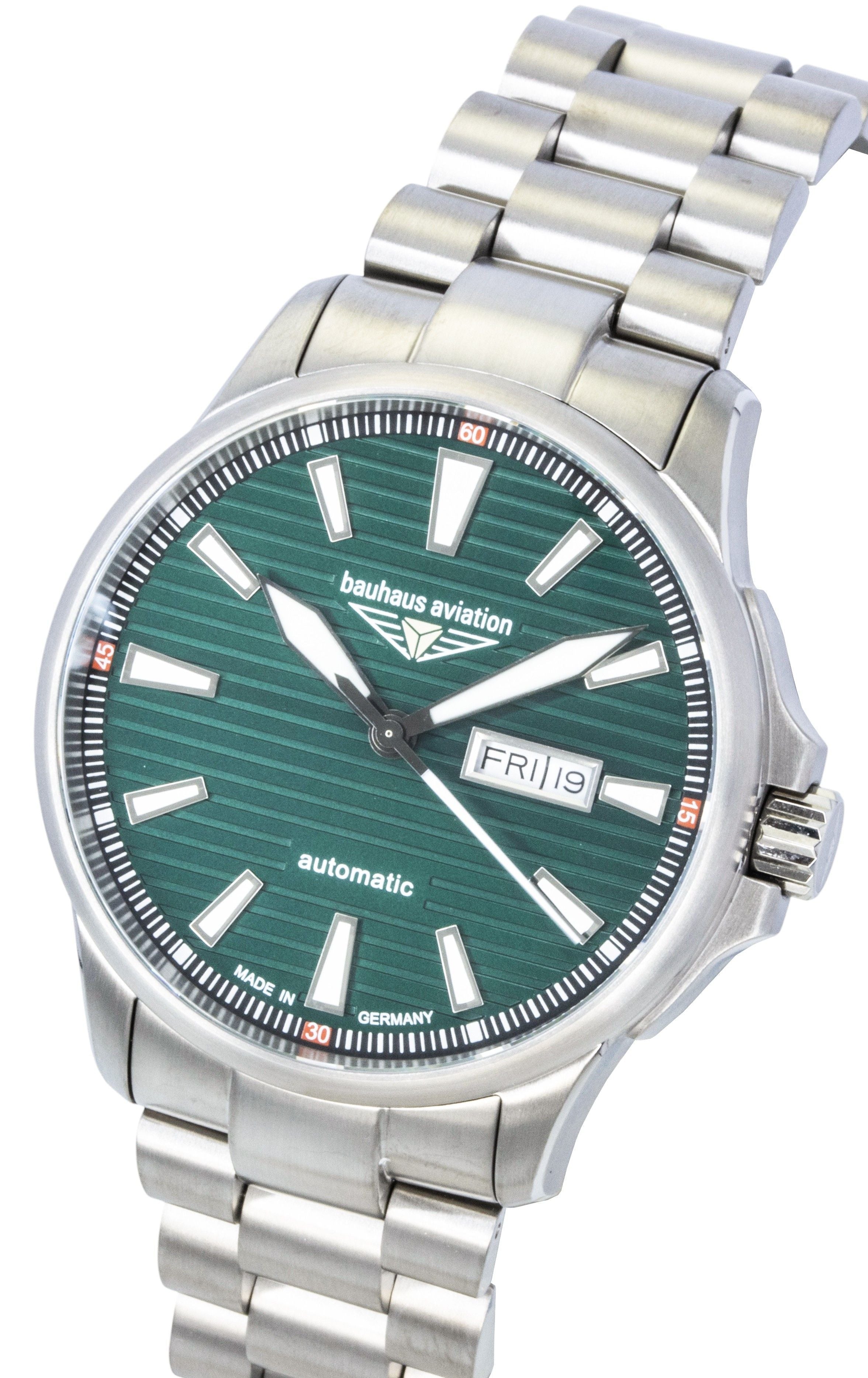 Bauhaus Aviation Titanium Green Dial Automatic 2862M4 100M Men's Watch - Prestige Stones