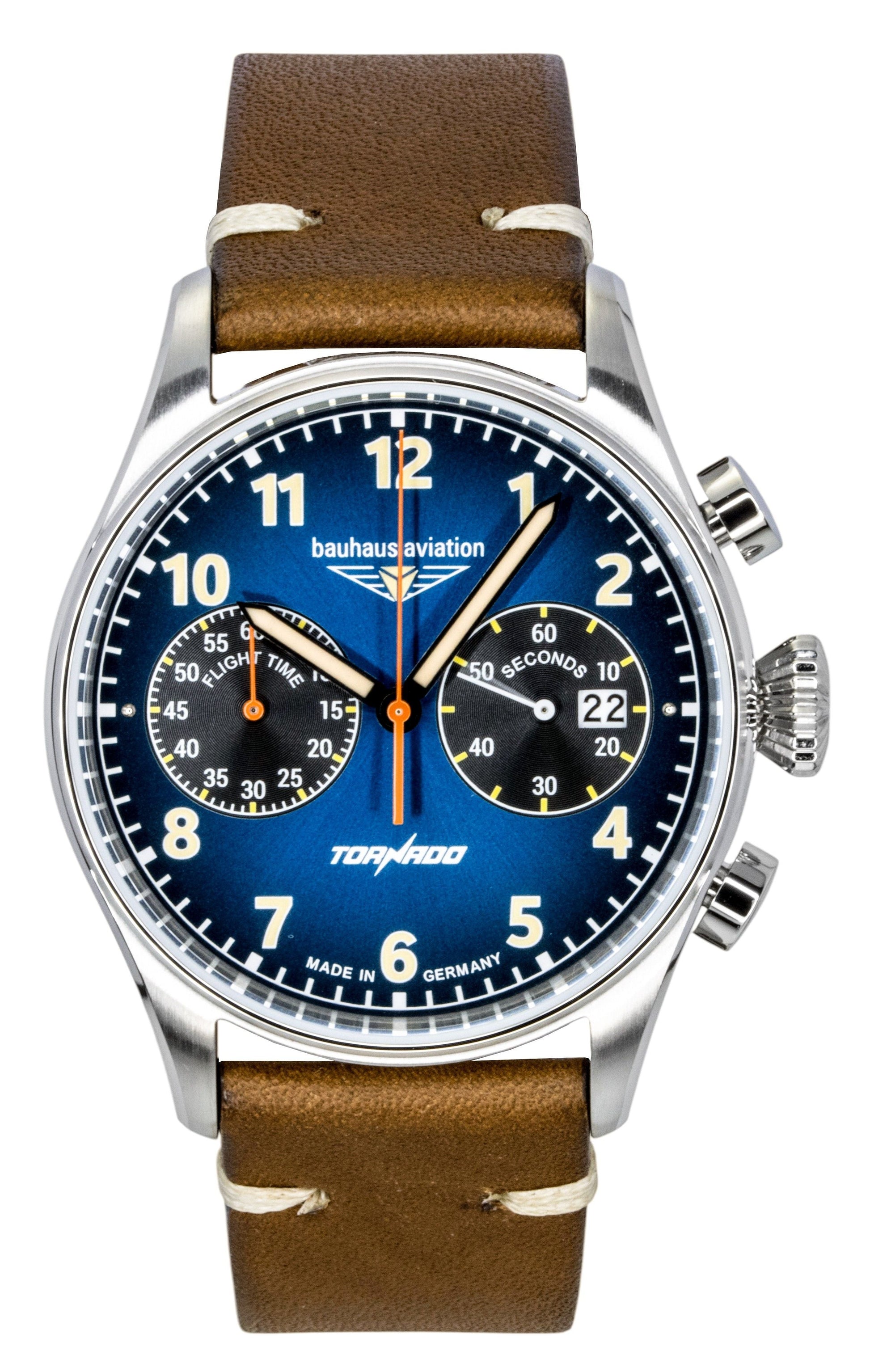 Bauhaus Aviation Tornado chronograph Leather Strap Blue Dial Quartz 27723 Men's Watch - Prestige Stones