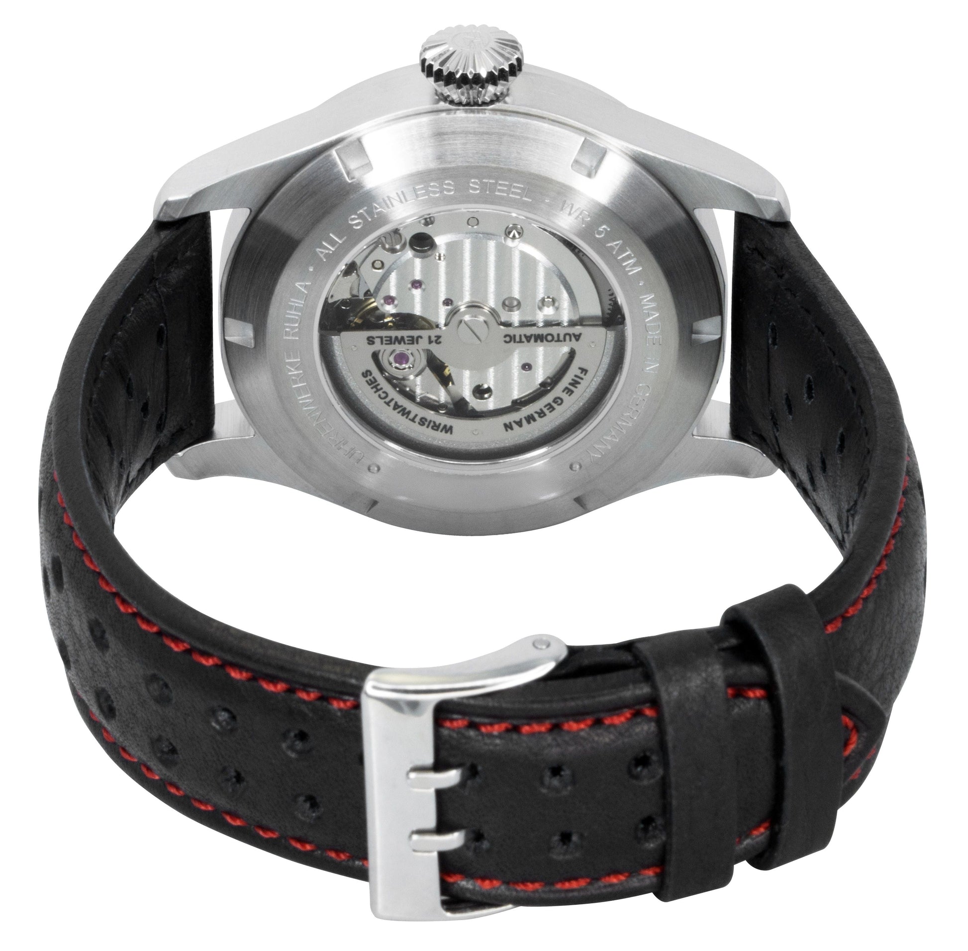 Bauhaus Aviation Tornado Leather Strap Black Dial Automatic 27642 Men's Watch - Prestige Stones