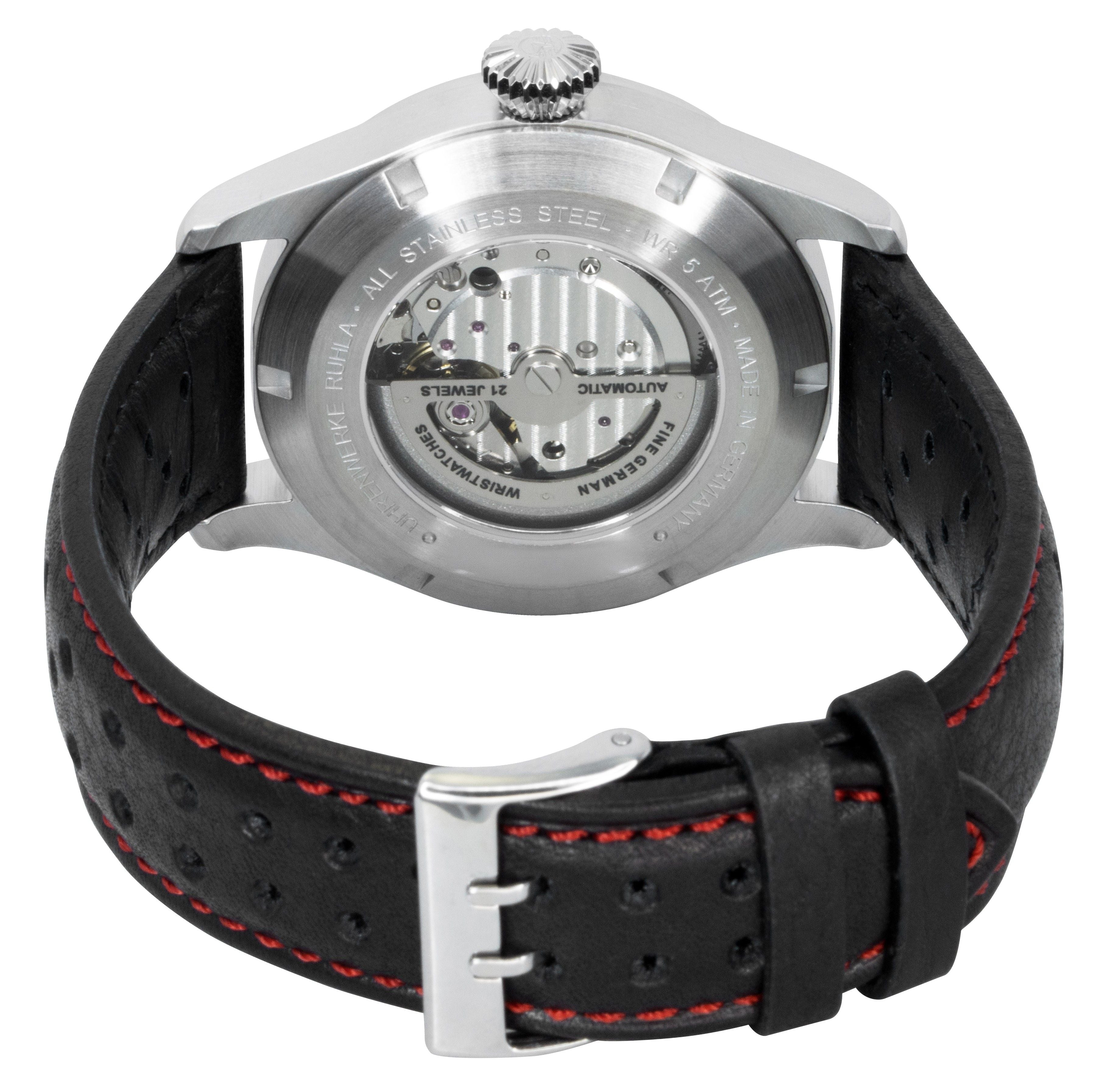 Bauhaus Aviation Tornado Leather Strap Black Dial Automatic 27642 Men's Watch - Prestige Stones