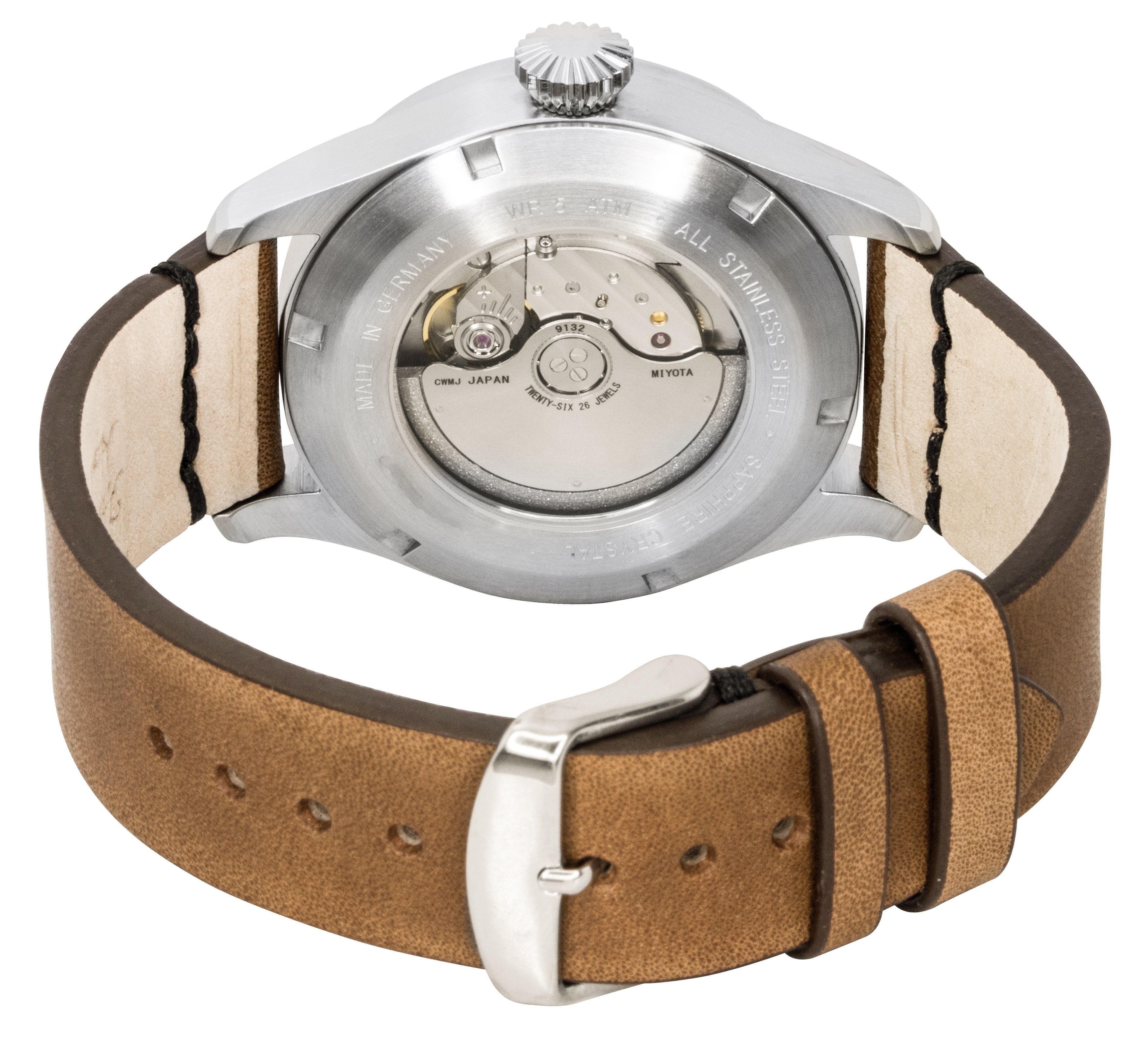 Bauhaus Aviation Tornado Leather Strap Black Dial Automatic 27905 Men's Watch - Prestige Stones