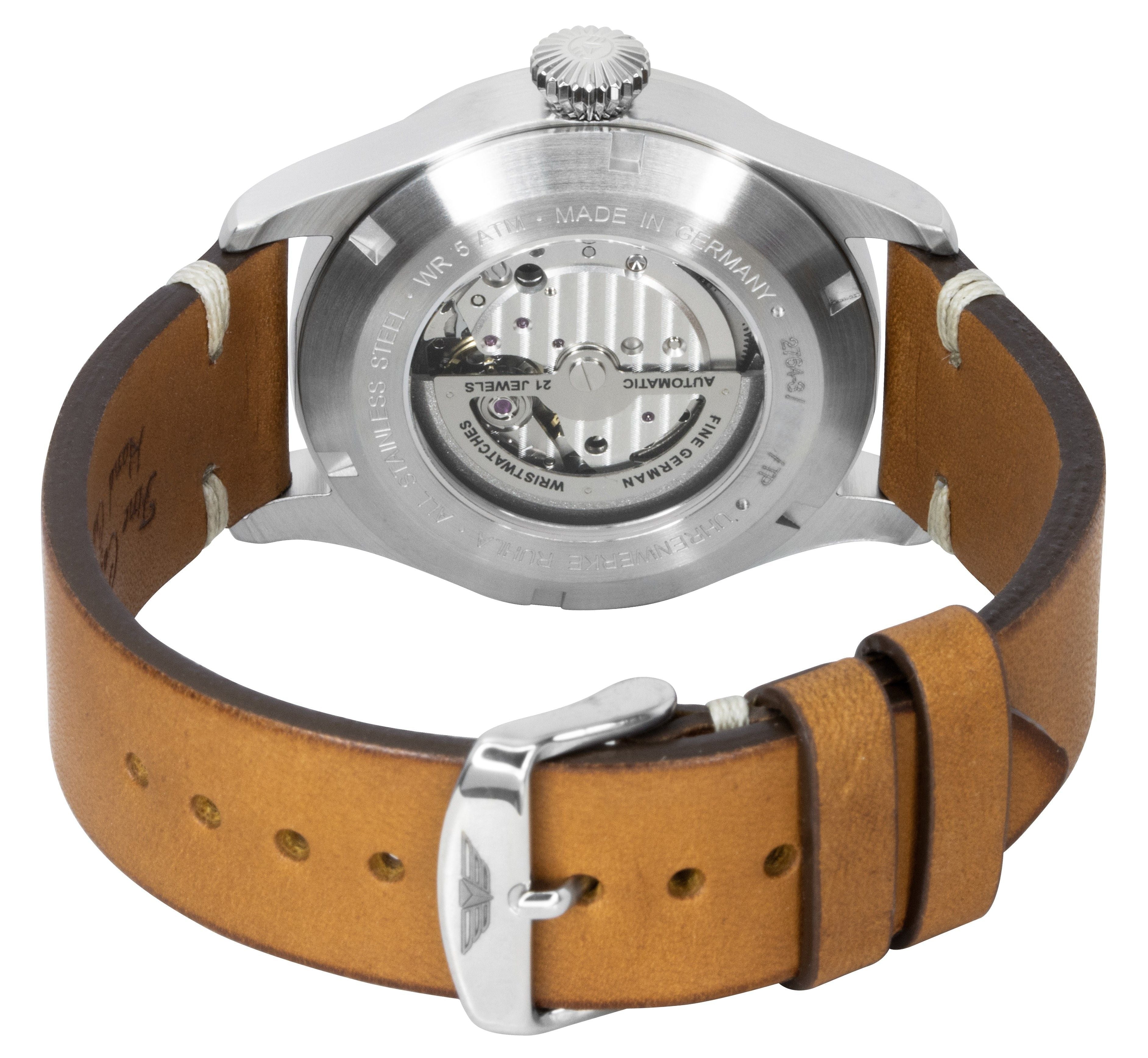 Bauhaus Aviation Tornado Leather Strap Blue Dial Automatic 27643 Men's Watch - Prestige Stones