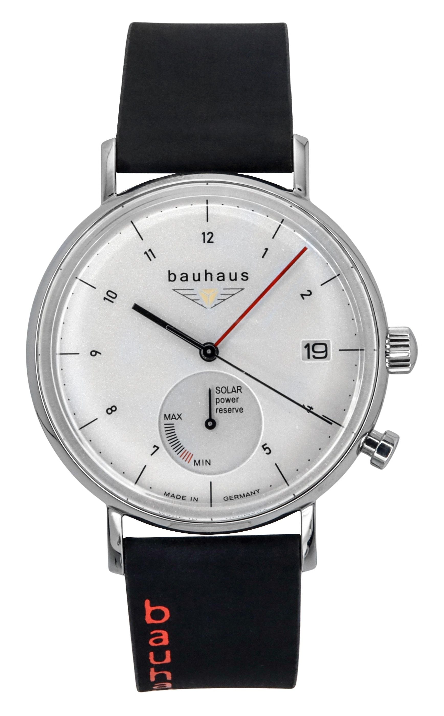 Bauhaus Classic Black Leather Strap White Dial Solar 21121 Men's Watch - Prestige Stones