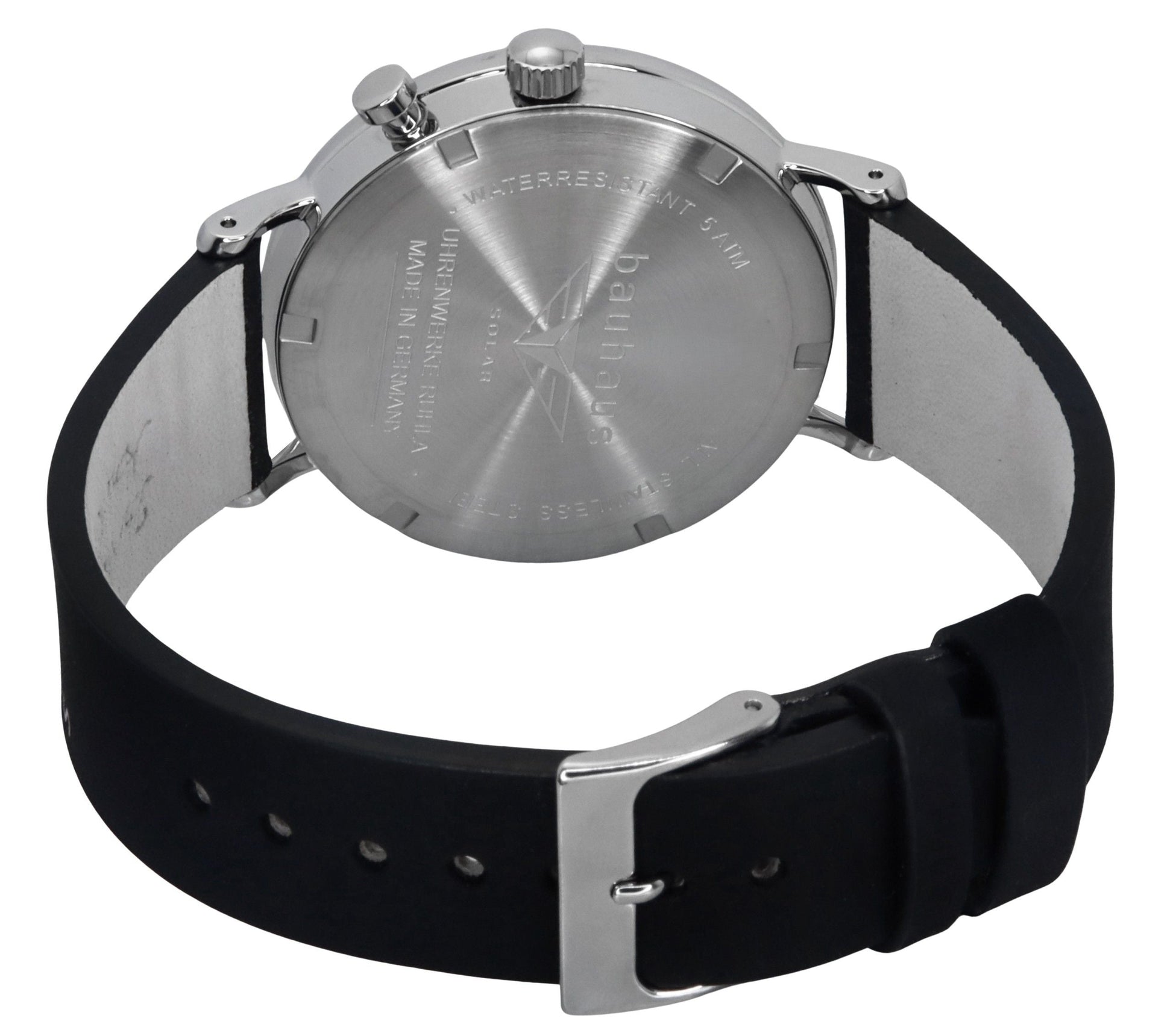 Bauhaus Classic Black Leather Strap White Dial Solar 21121 Men's Watch - Prestige Stones