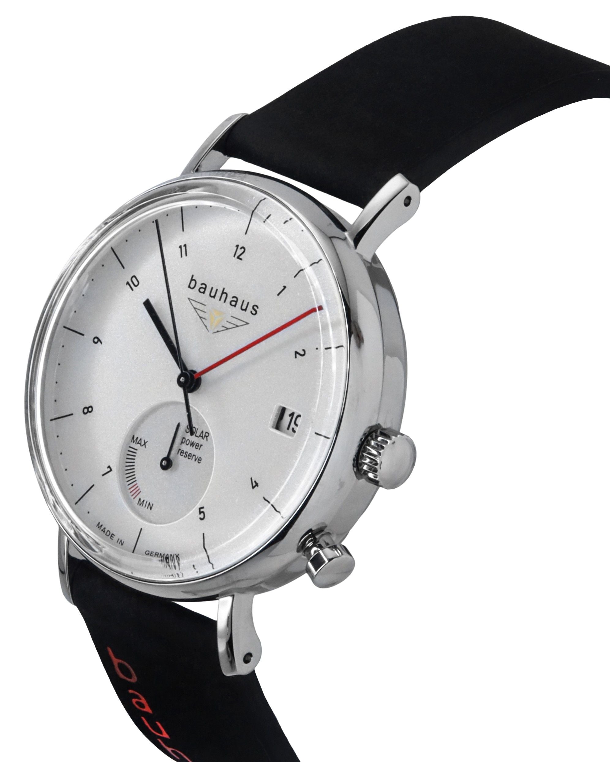 Bauhaus Classic Black Leather Strap White Dial Solar 21121 Men's Watch - Prestige Stones