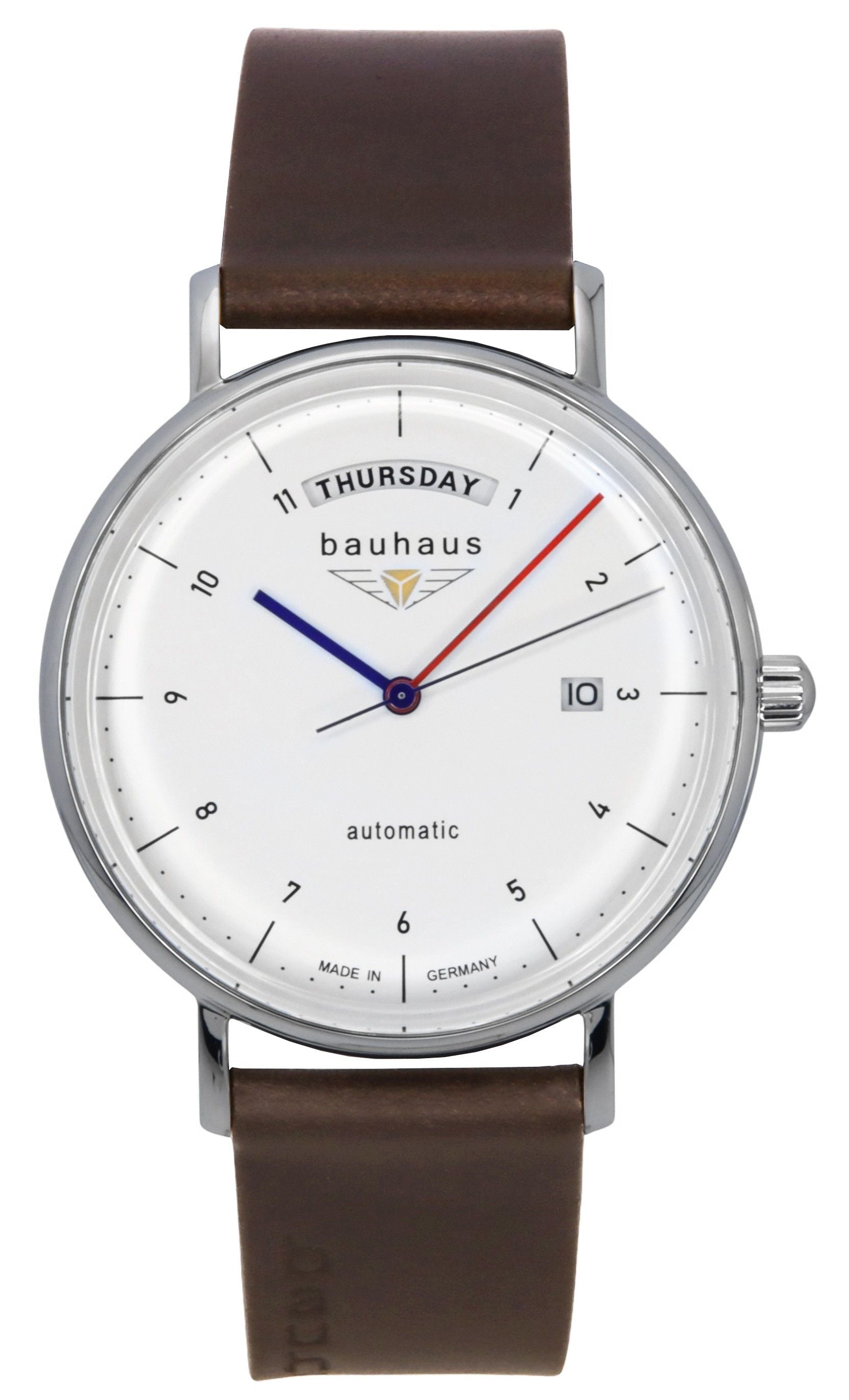 Bauhaus Classic Leather Strap White Dial Automatic 21621 Men's Watch - Prestige Stones