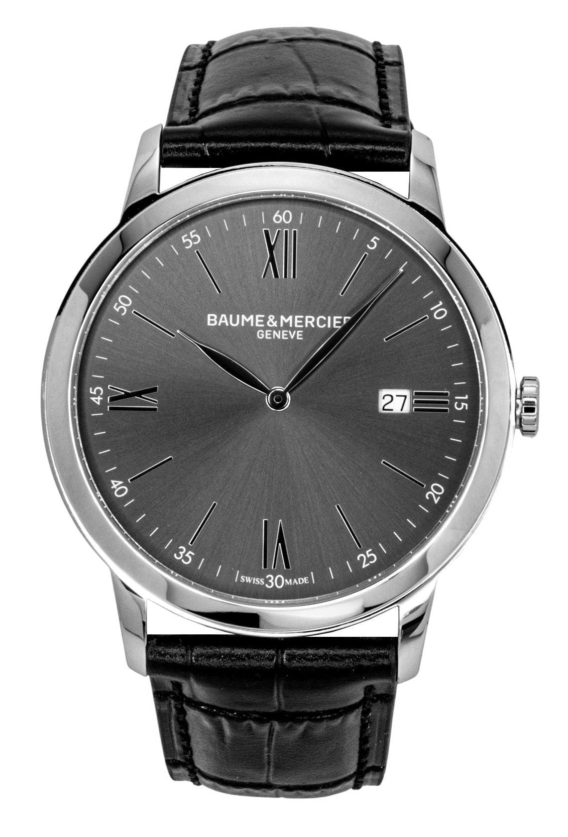 Baume & Mercier Classima Leather Strap Black Dial Quartz M0A10416 Men's Watch - Prestige Stones