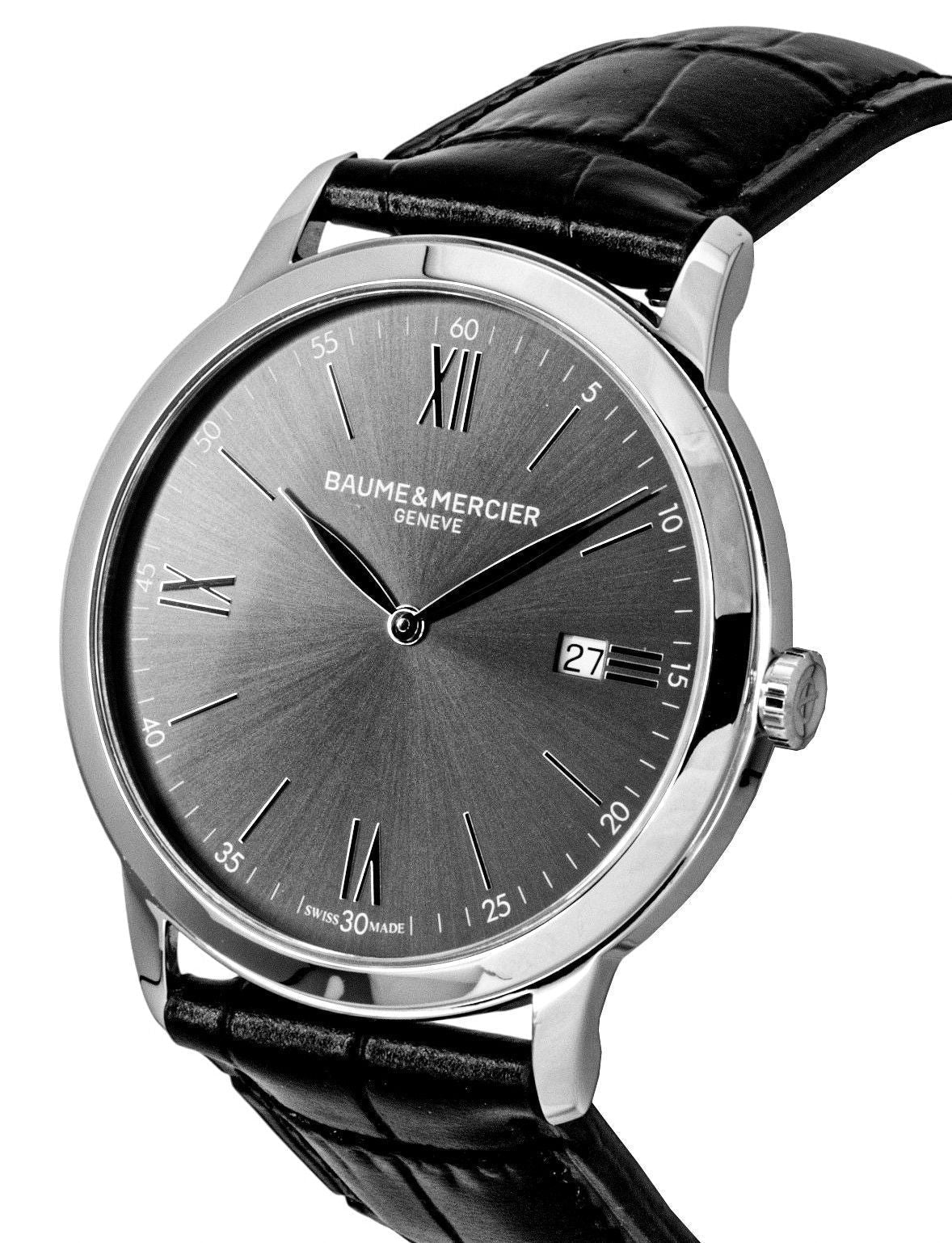 Baume & Mercier Classima Leather Strap Black Dial Quartz M0A10416 Men's Watch - Prestige Stones