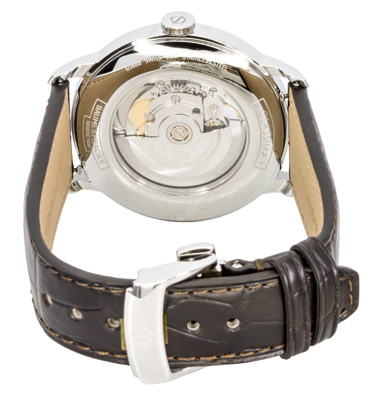Baume & Mercier Classima Leather Strap Open Heart Silver Dial Automatic M0A10524 Men's Watch - Prestige Stones