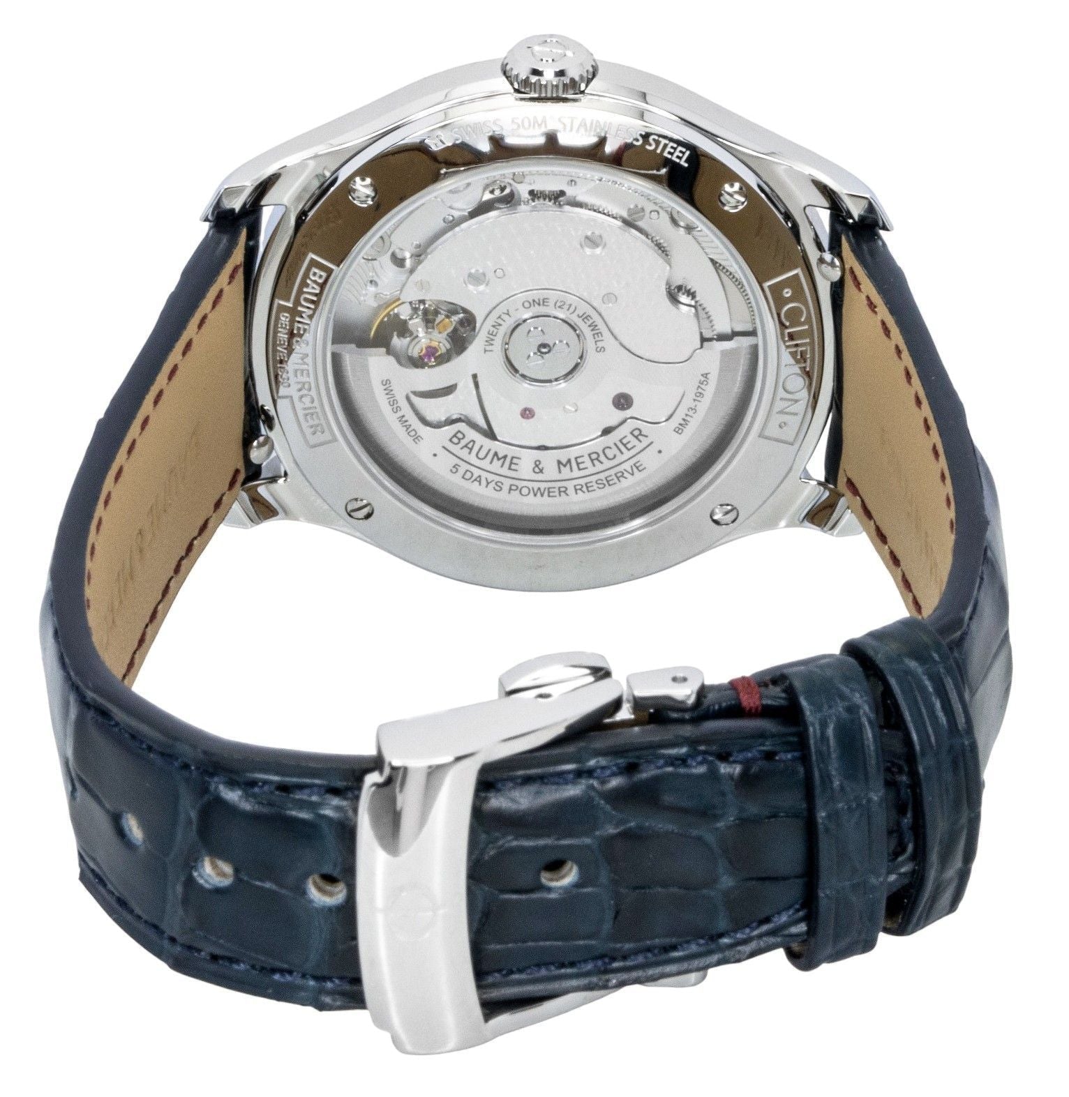 Baume & Mercier Clifton Leather Strap Blue Dial Automatic M0A10771 Men's Watch - Prestige Stones
