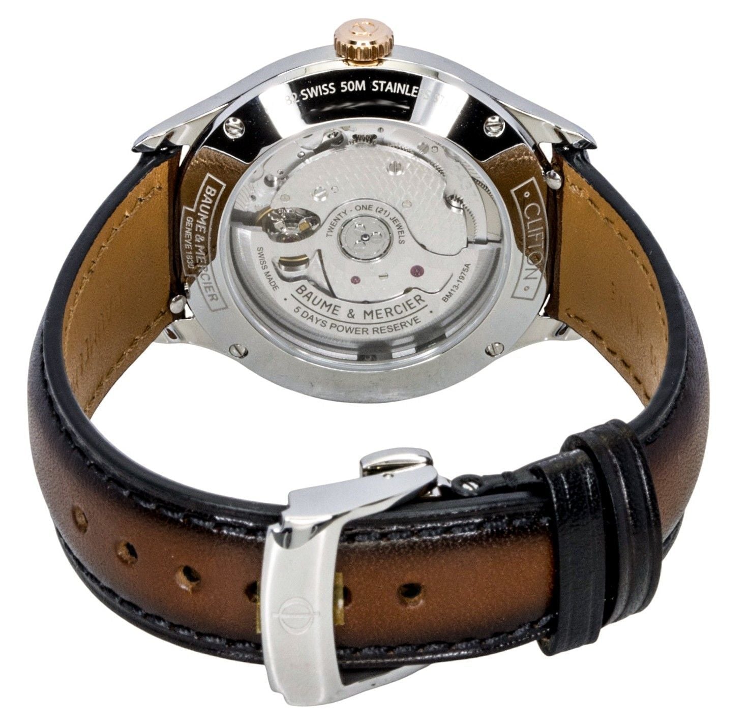 Baume & Mercier Clifton Leather Strap Brown Dial Automatic M0A10713 Men's Watch - Prestige Stones