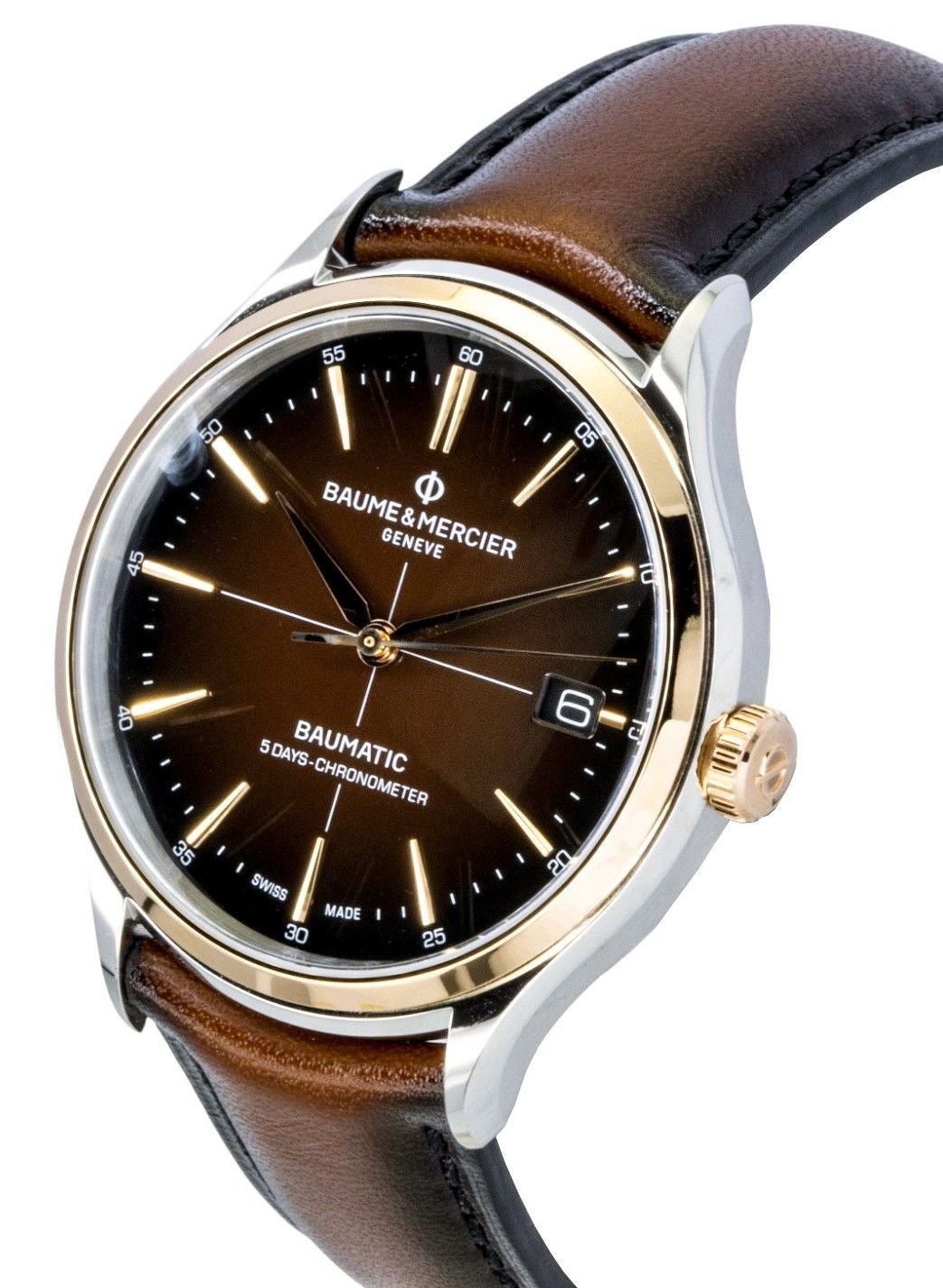 Baume & Mercier Clifton Leather Strap Brown Dial Automatic M0A10713 Men's Watch - Prestige Stones