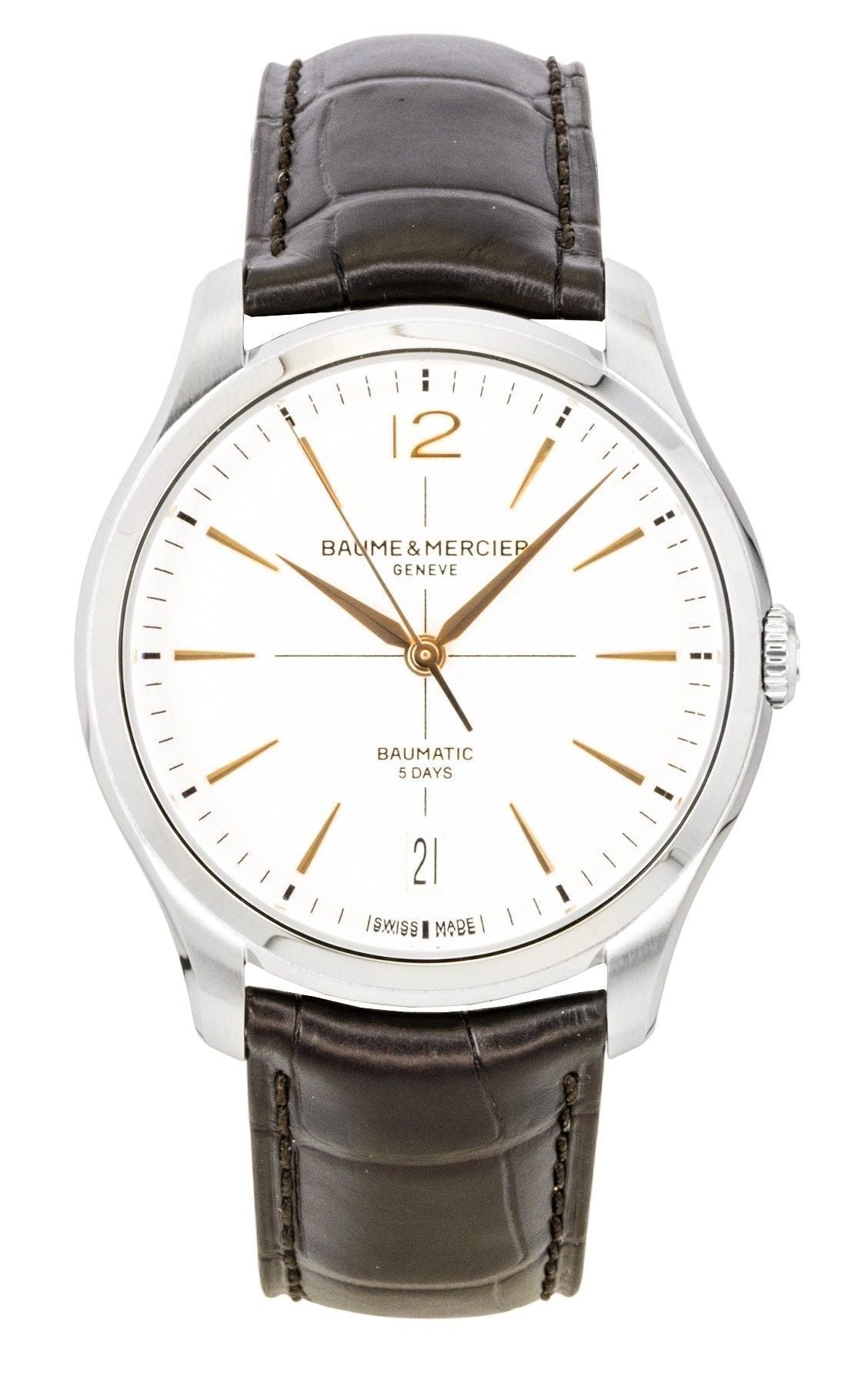 Baume & Mercier Clifton Leather Strap Off White Dial Automatic M0A10773 Men's Watch - Prestige Stones