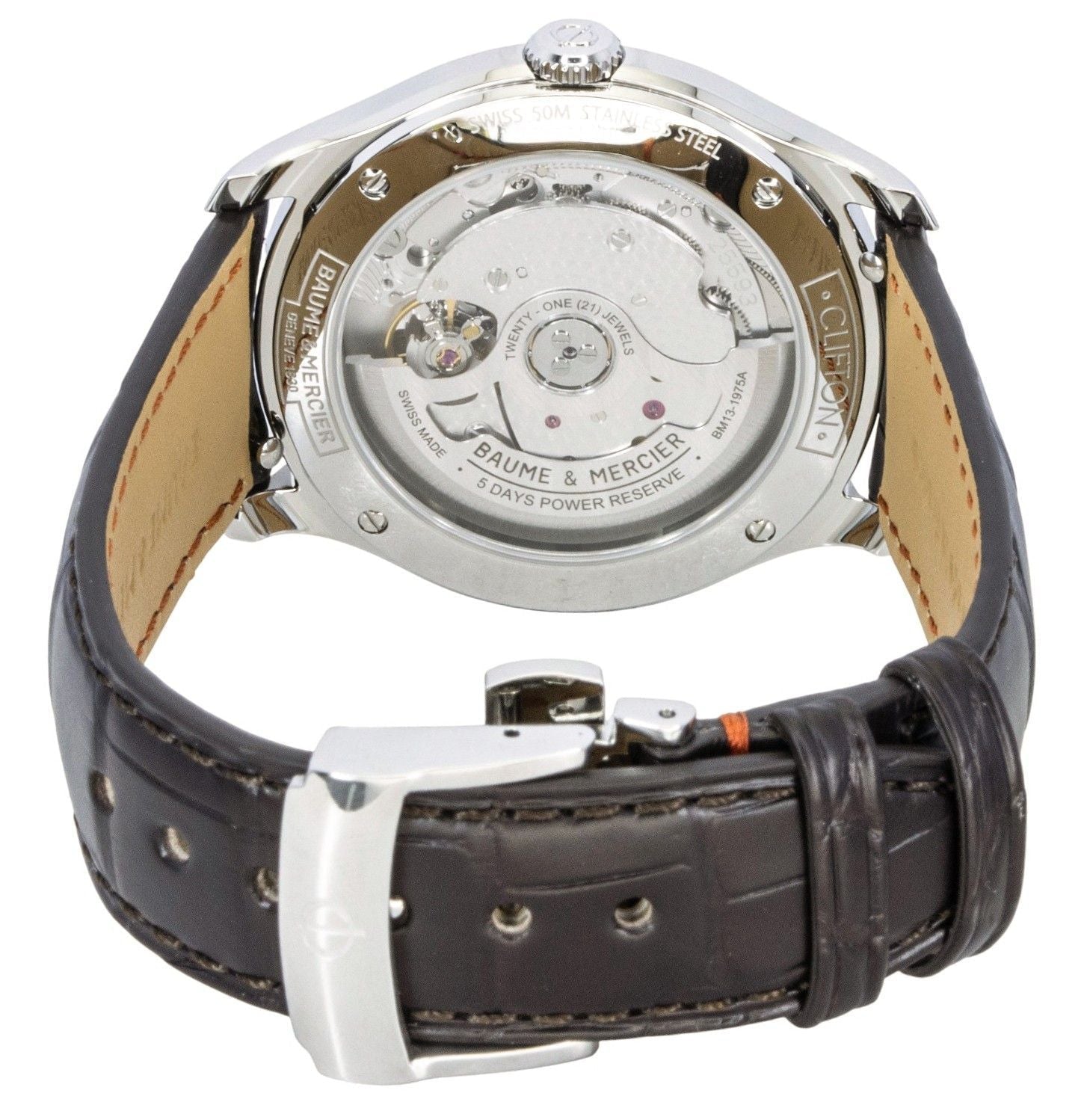 Baume & Mercier Clifton Leather Strap Off White Dial Automatic M0A10773 Men's Watch - Prestige Stones