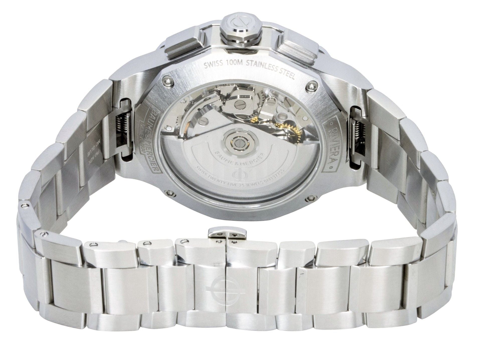 Baume & Mercier Riviera Chronograph Stainless Steel Black Dial Automatic M0A10825 100M Men's Watch - Prestige Stones