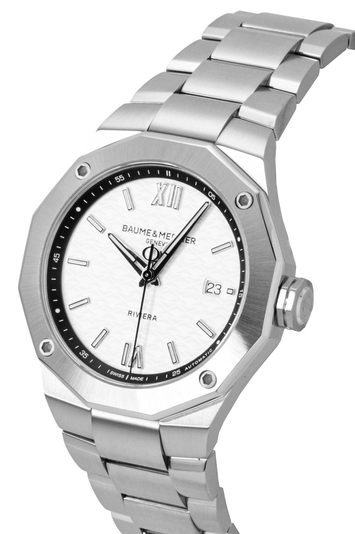 Baume & Mercier Riviera Stainless Steel Silver Dial Automatic M0A10829 100M Men's Watch - Prestige Stones