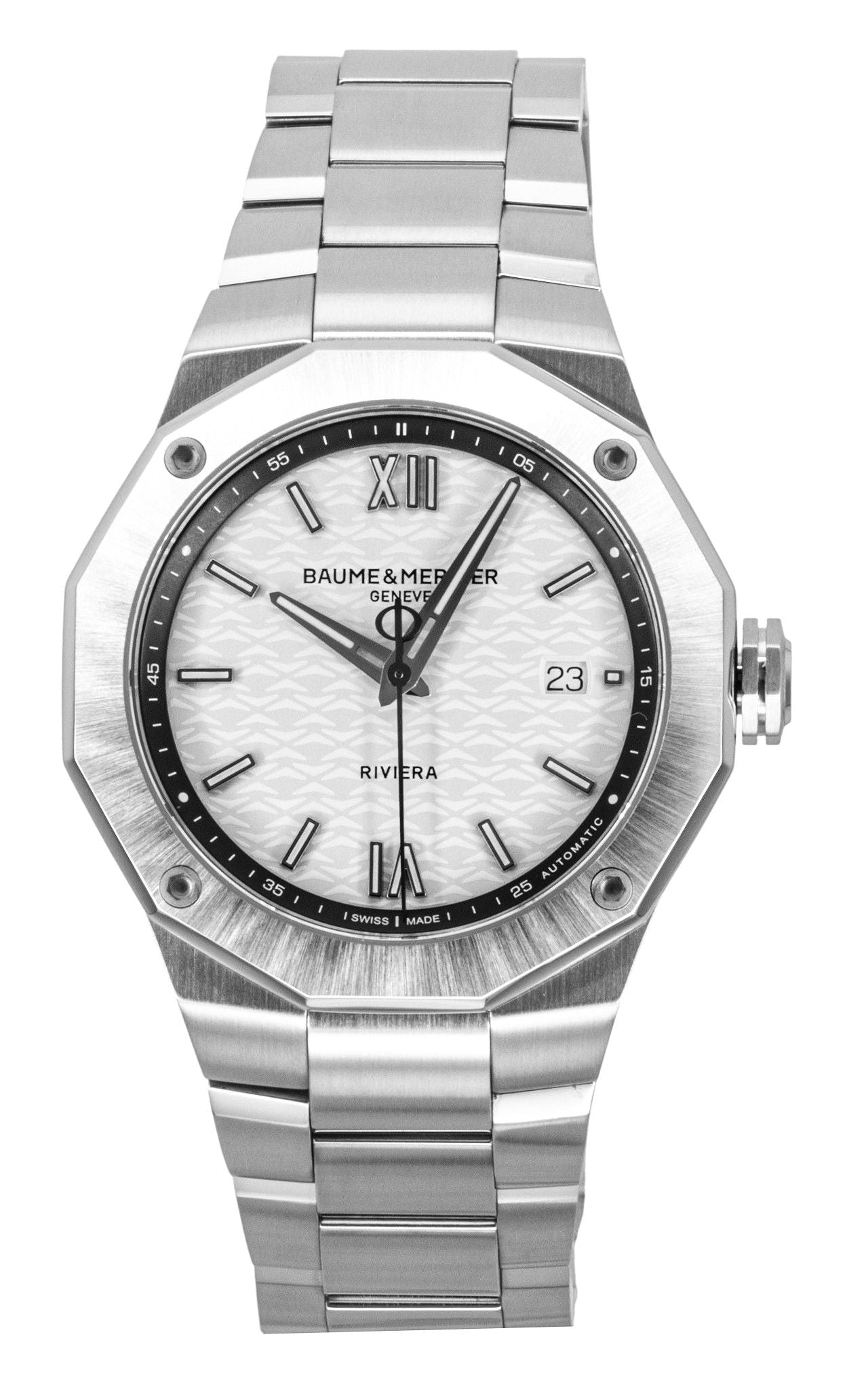 Baume & Mercier Riviera Stainless Steel Silver Dial Automatic M0A10829 100M Men's Watch - Prestige Stones