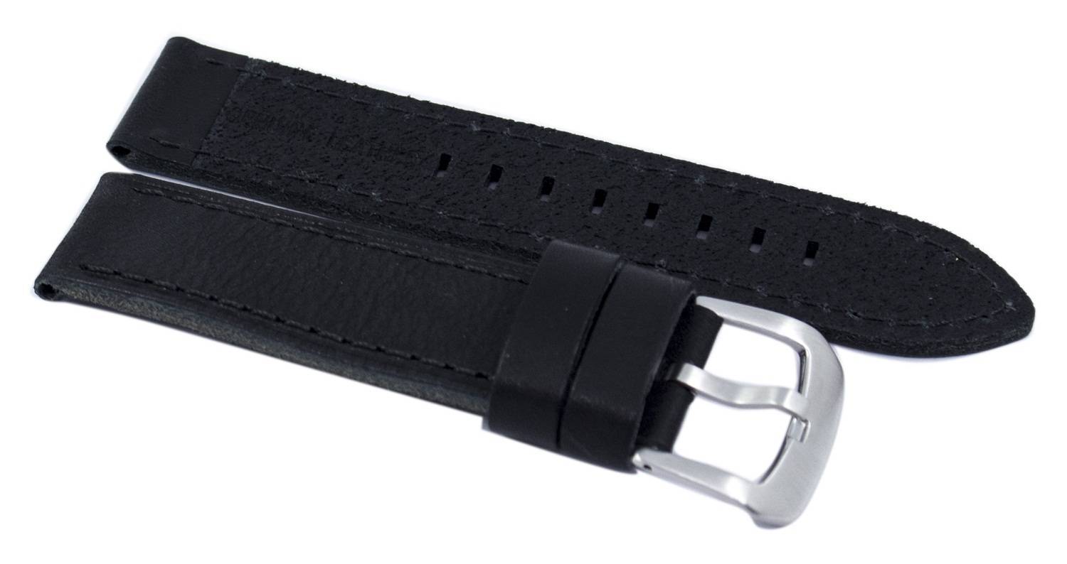Black Ratio Brand Leather Watch Strap 22mm - Prestige Stones
