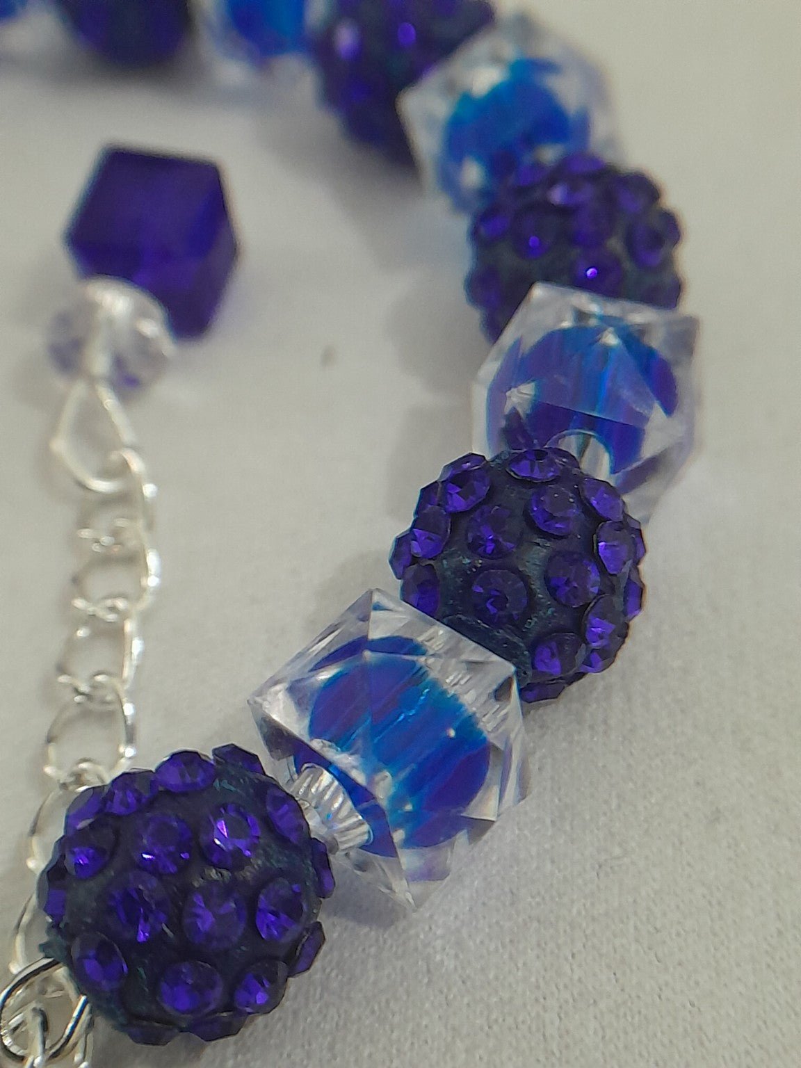 Blue Crystal Dangle Bracelet (Open - Ended Design) - Prestige Stones