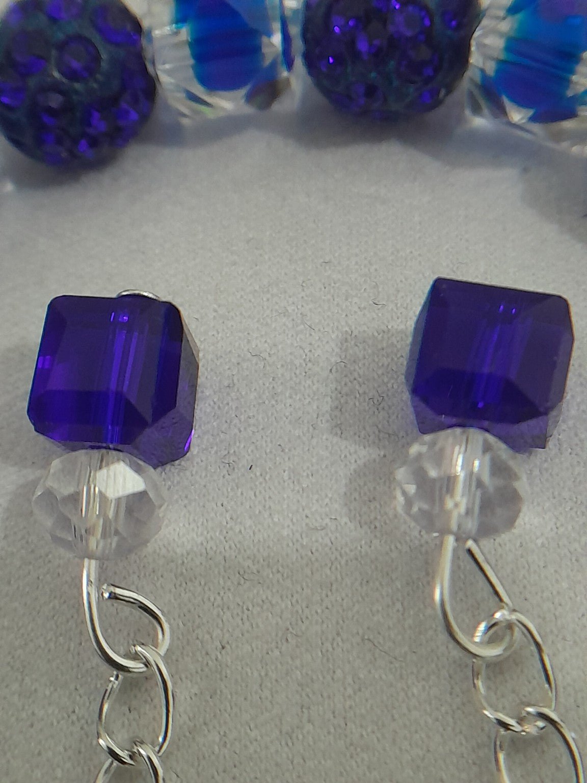 Blue Crystal Dangle Bracelet (Open - Ended Design) - Prestige Stones