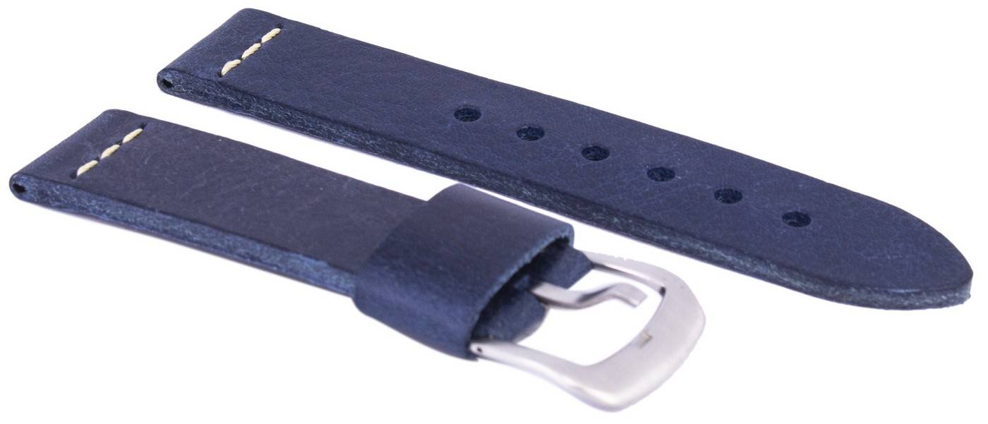 Blue Ratio Brand Leather Watch Strap 22mm - Prestige Stones