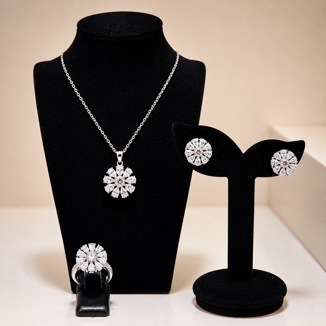 Blush Diamond Bloom Jewellery Set - Prestige Stones