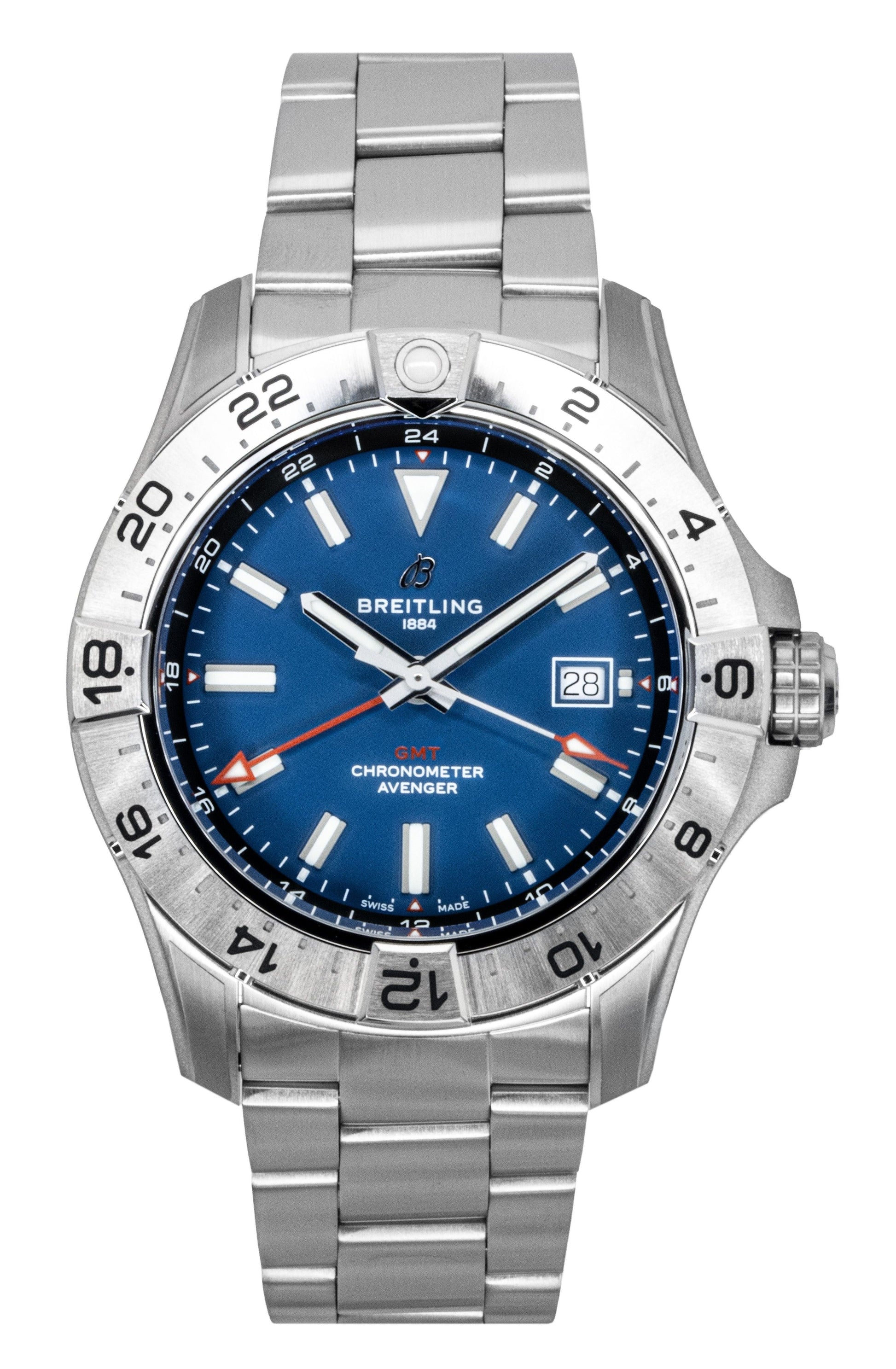 Breitling Avenger GMT Stainless Steel Blue Dial Automatic Diver's A32320101C1A1 300M Men's Watch - Prestige Stones