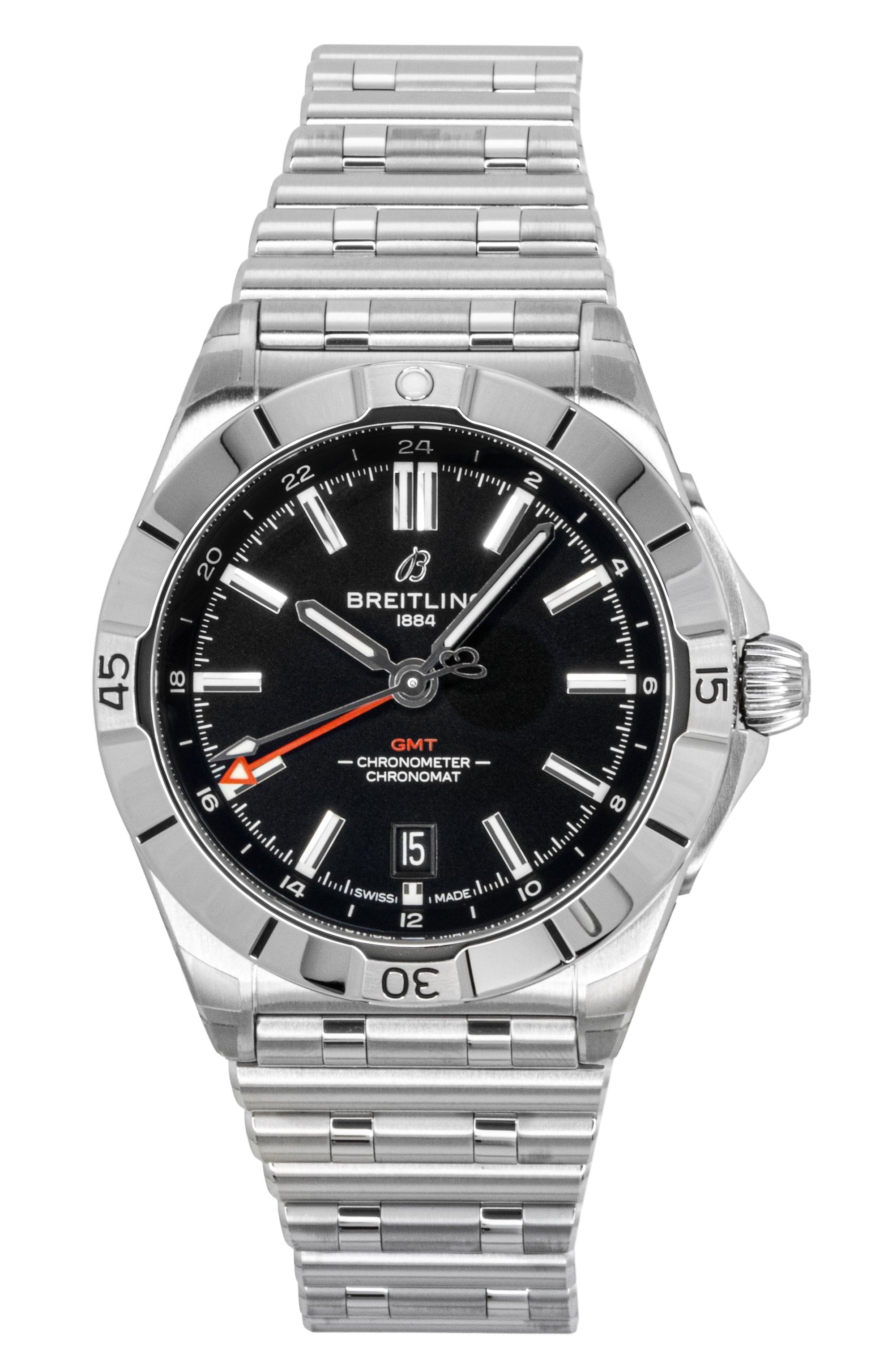 Breitling Chronomat GMT Stainless Steel Black Dial Automatic Diver's A32398101B1A1 200M Men's Watch - Prestige Stones