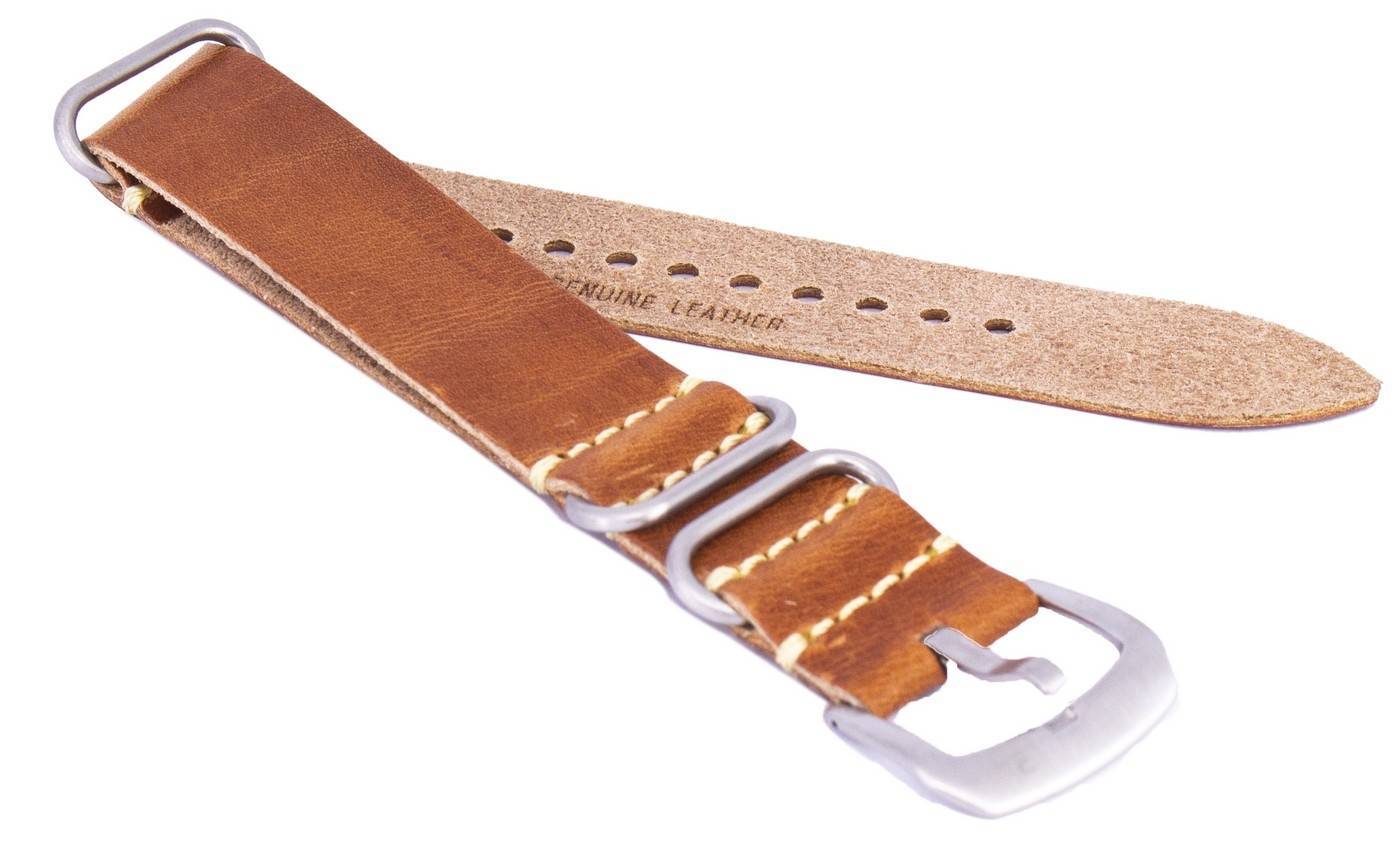 Brown Ratio Brand Leather Watch Strap 22mm - Prestige Stones