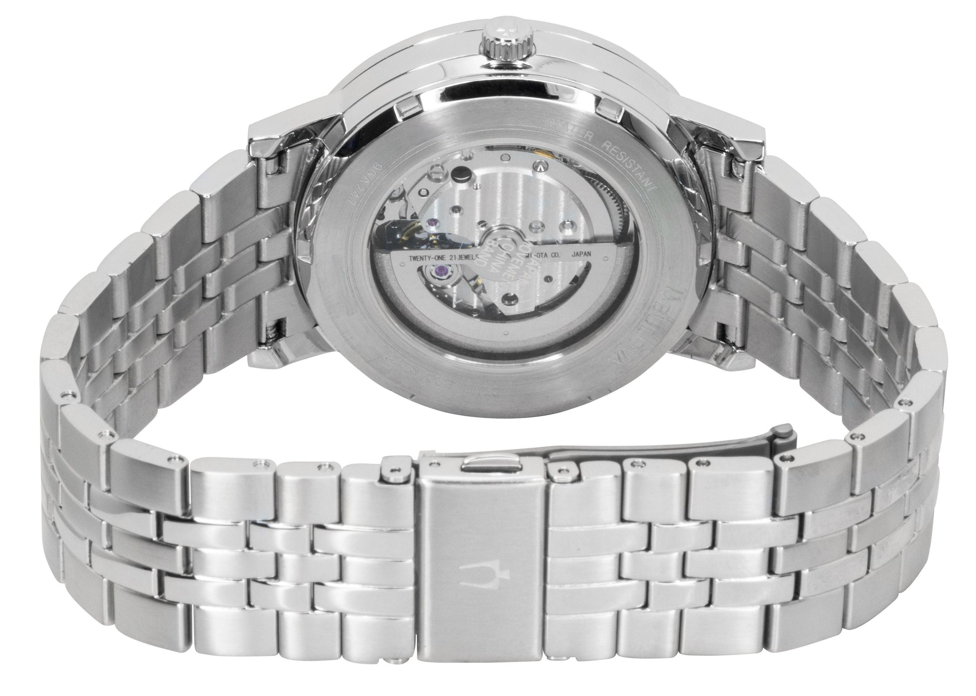 Bulova American Clipper Stainless Steel Open Heart Blue Dial Automatic 96A247 Men's Watch - Prestige Stones