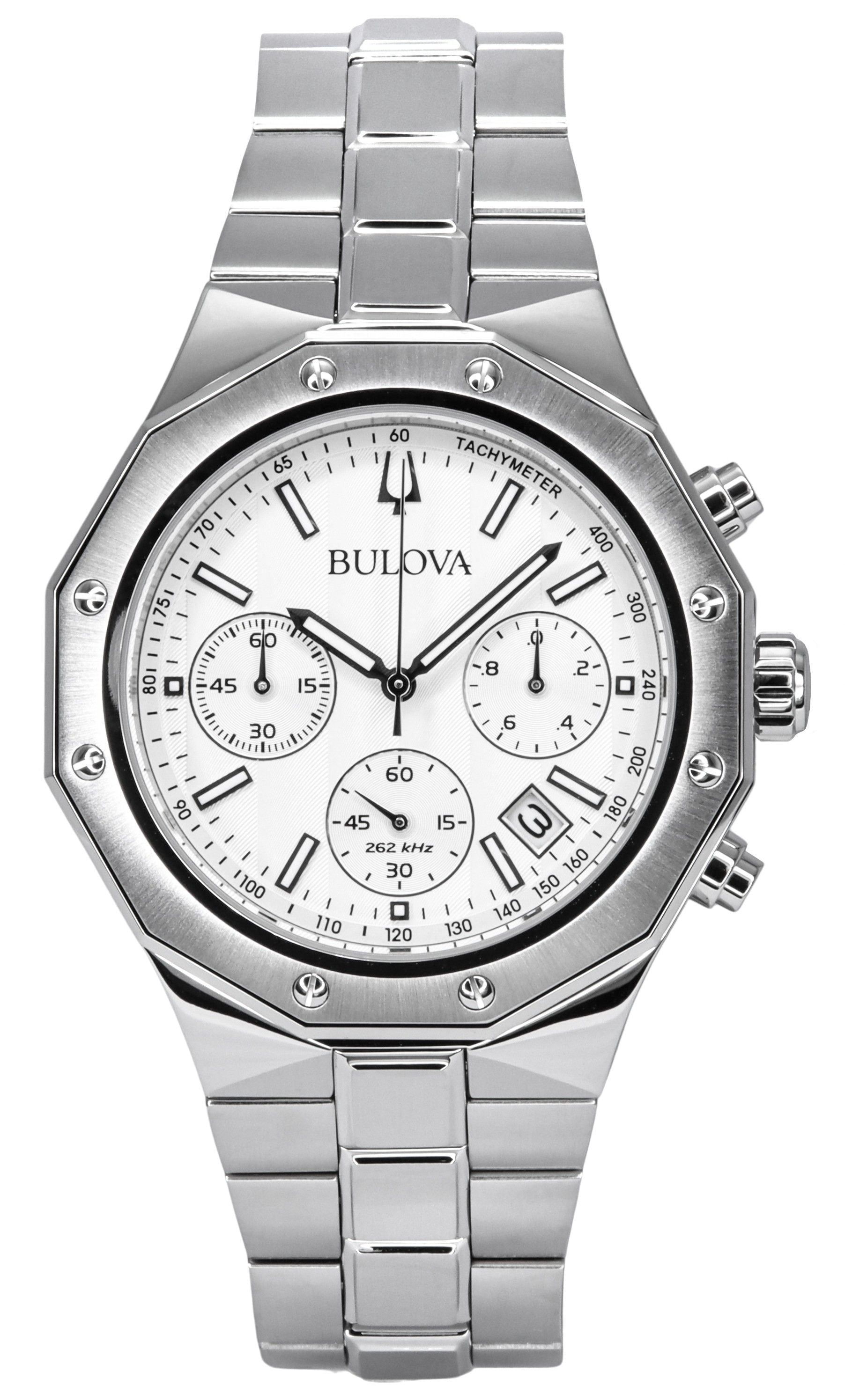 Bulova Classic Precisionist Chronograph Stainless Steel Silver Dial Quartz 96B408 100M Men's Watch - Prestige Stones
